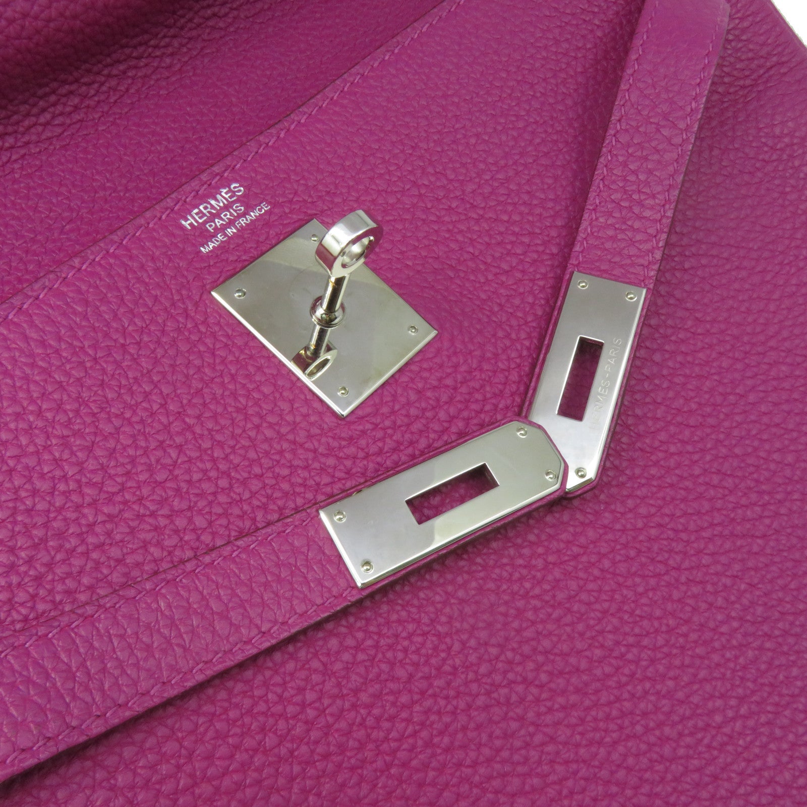 HERMES Togo Leather Kelly 32 2Way Hand Bag Silver Buckle Handle Shoulder Backpack Tosca Fuchsia
