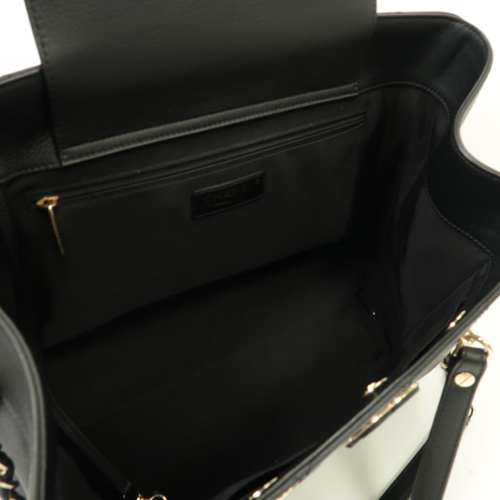 CHANEL 菱格牛皮皮革2way Shoulder Bag金扣手挽肩背兩用袋黒色