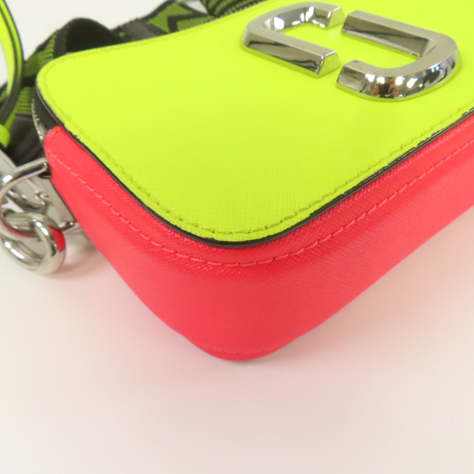 MARC JACOBS 牛皮皮革Shoulder Bag銀扣肩背袋黃色/粉紅色