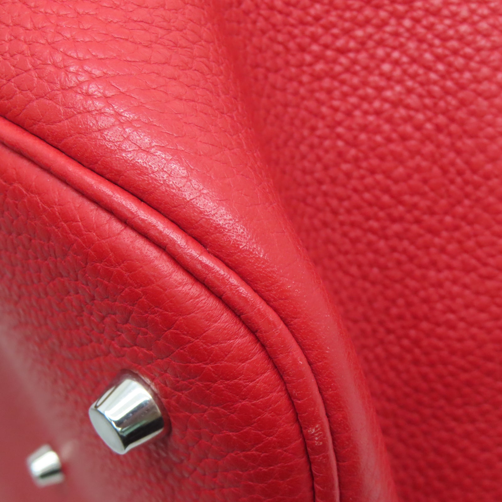 HERMES Taurillon Clemence皮革Picotin GM銀扣手挽袋法拉利紅色