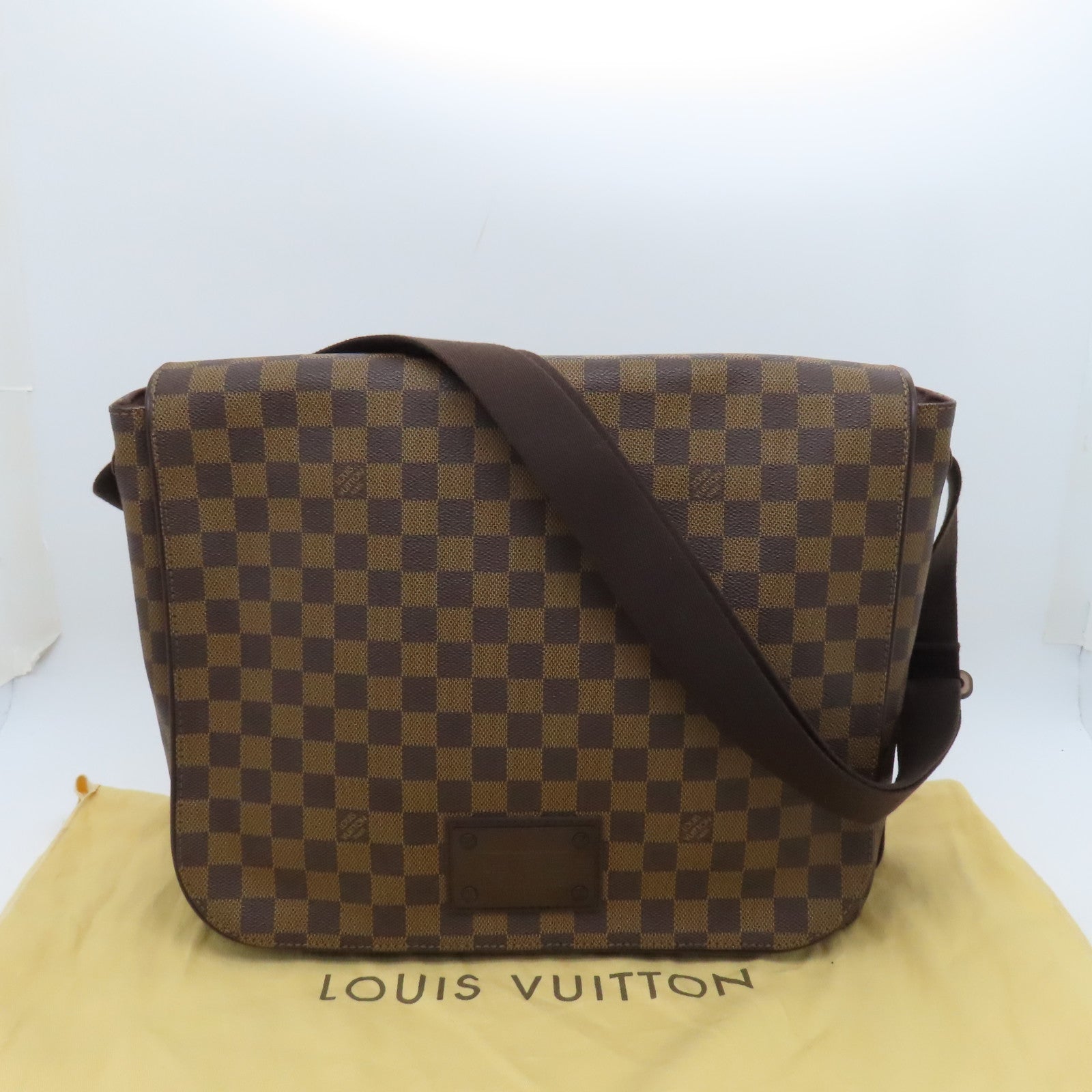 LOUIS VUITTON Damier Brooklyn GM金扣肩背袋啡色