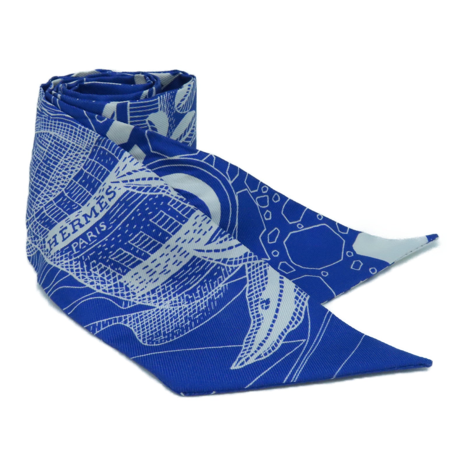 HERMES 丝质Twilly丝巾蓝色