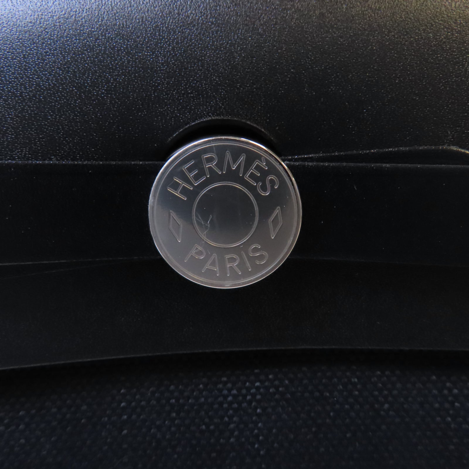 HERMES 帆布Herbag PM銀扣手挽肩背兩用袋Noir黑色