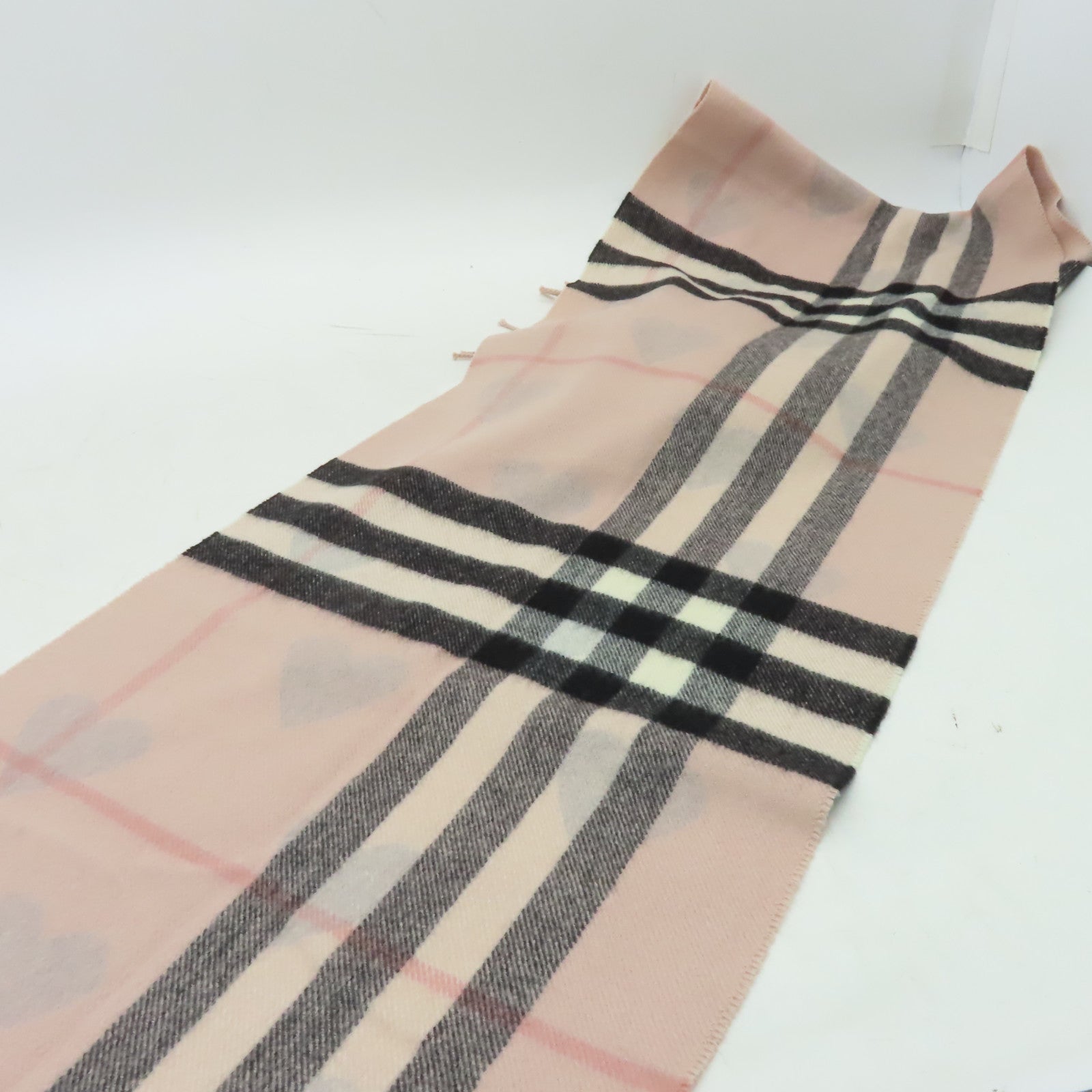 BURBERRY 羊絨Scarf圍巾粉紅色/黑色