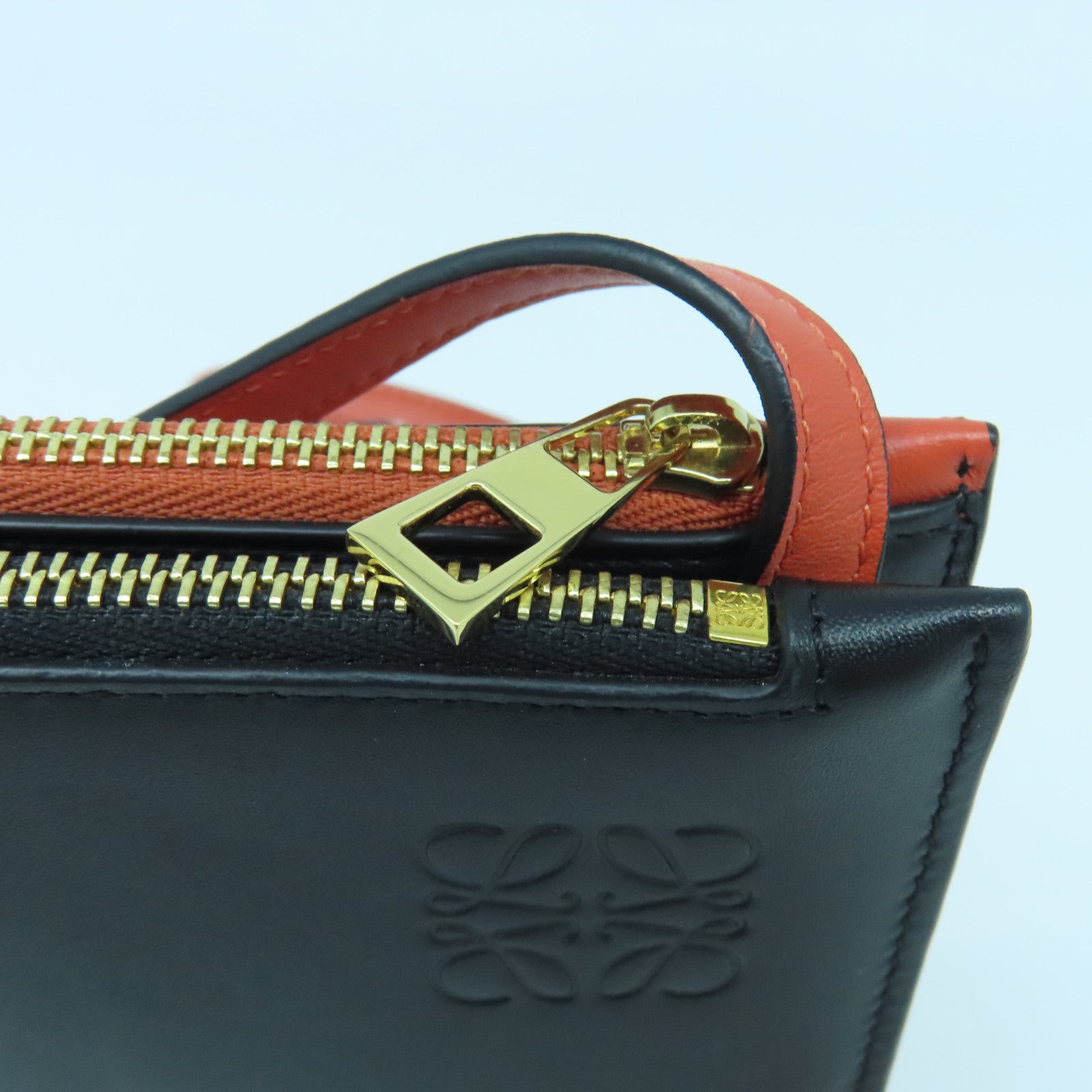 LOEWE Leather Gate Double Gold Buckle Shoulder Bag Orange Black