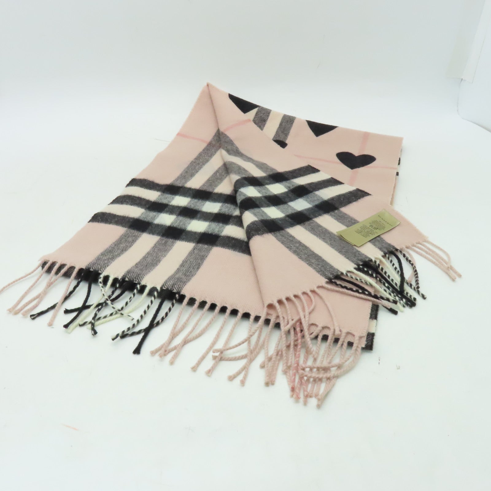 BURBERRY 羊絨Scarf圍巾粉紅色/黑色