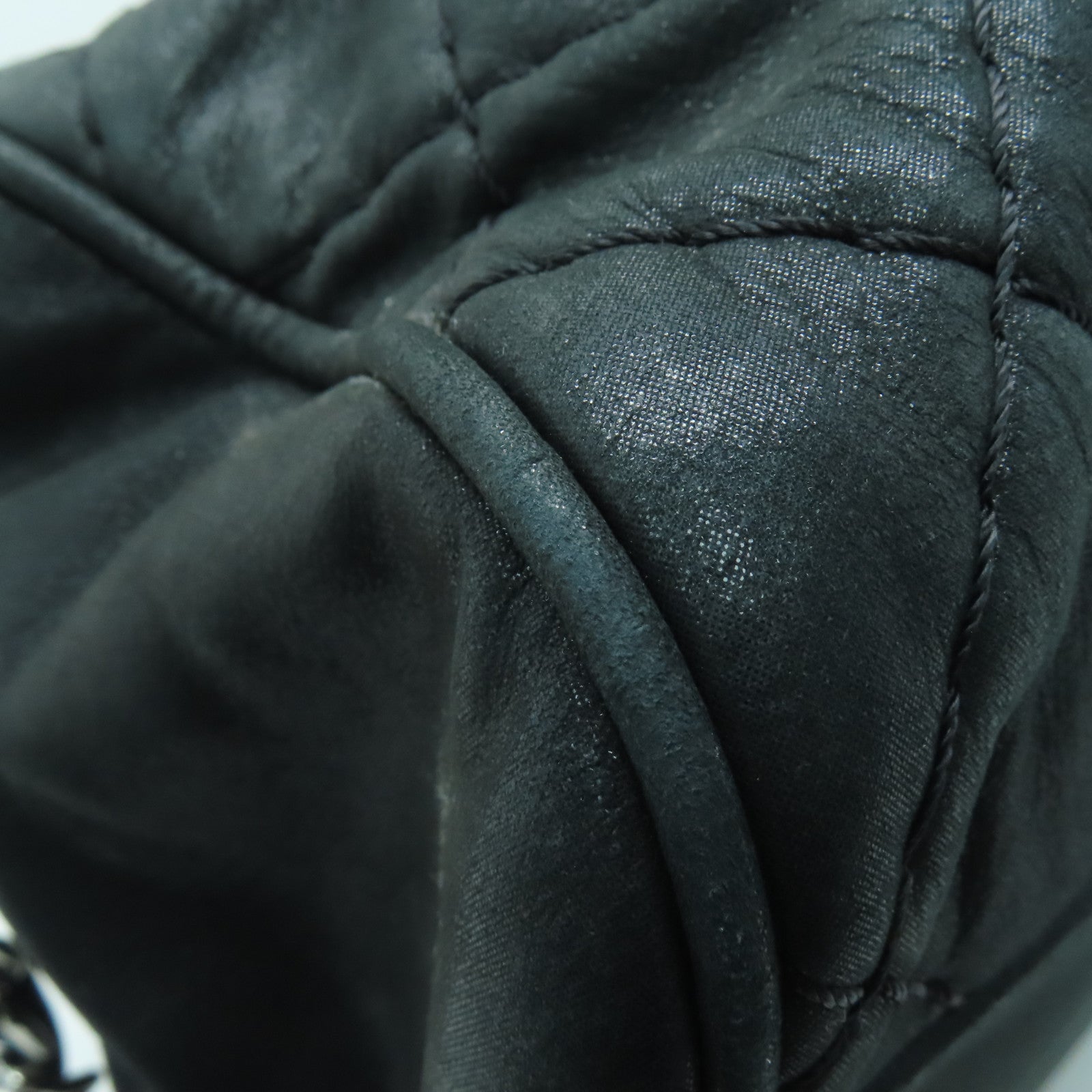 CHANEL 【激減優惠】菱格牛皮皮革Chain Shoulder銀扣手挽肩背兩用袋黑色