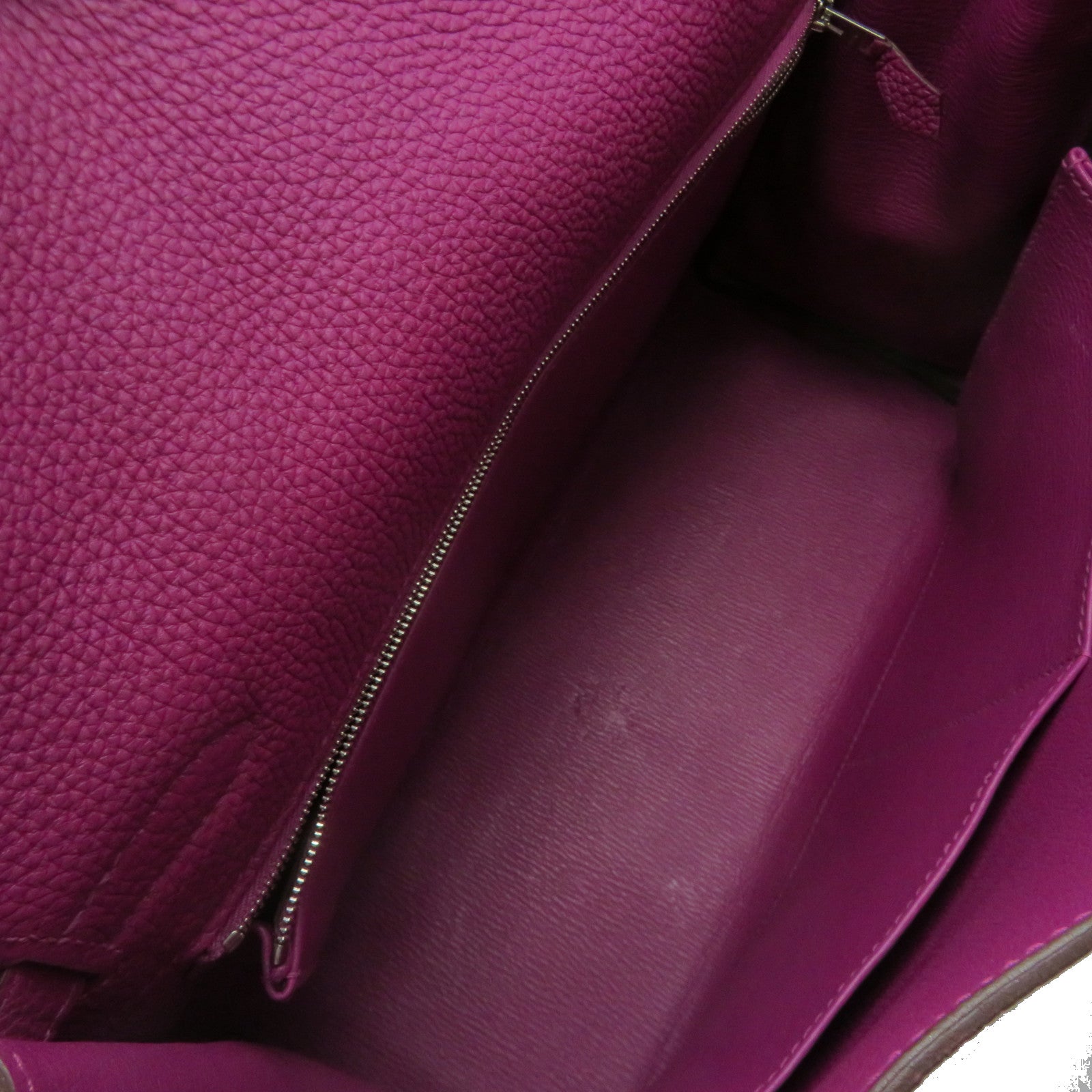 HERMES Togo Leather Kelly 32 2Way Hand Bag Silver Buckle Handle Shoulder Backpack Tosca Fuchsia