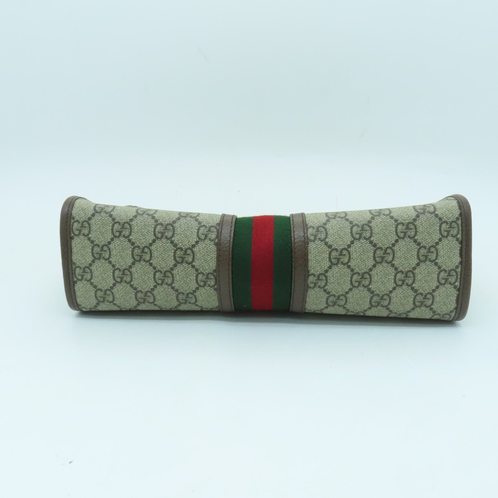 GUCCI Coated Canvas GG Supreme Ophidia GG Gold Buckle Clutch Brown/Beige