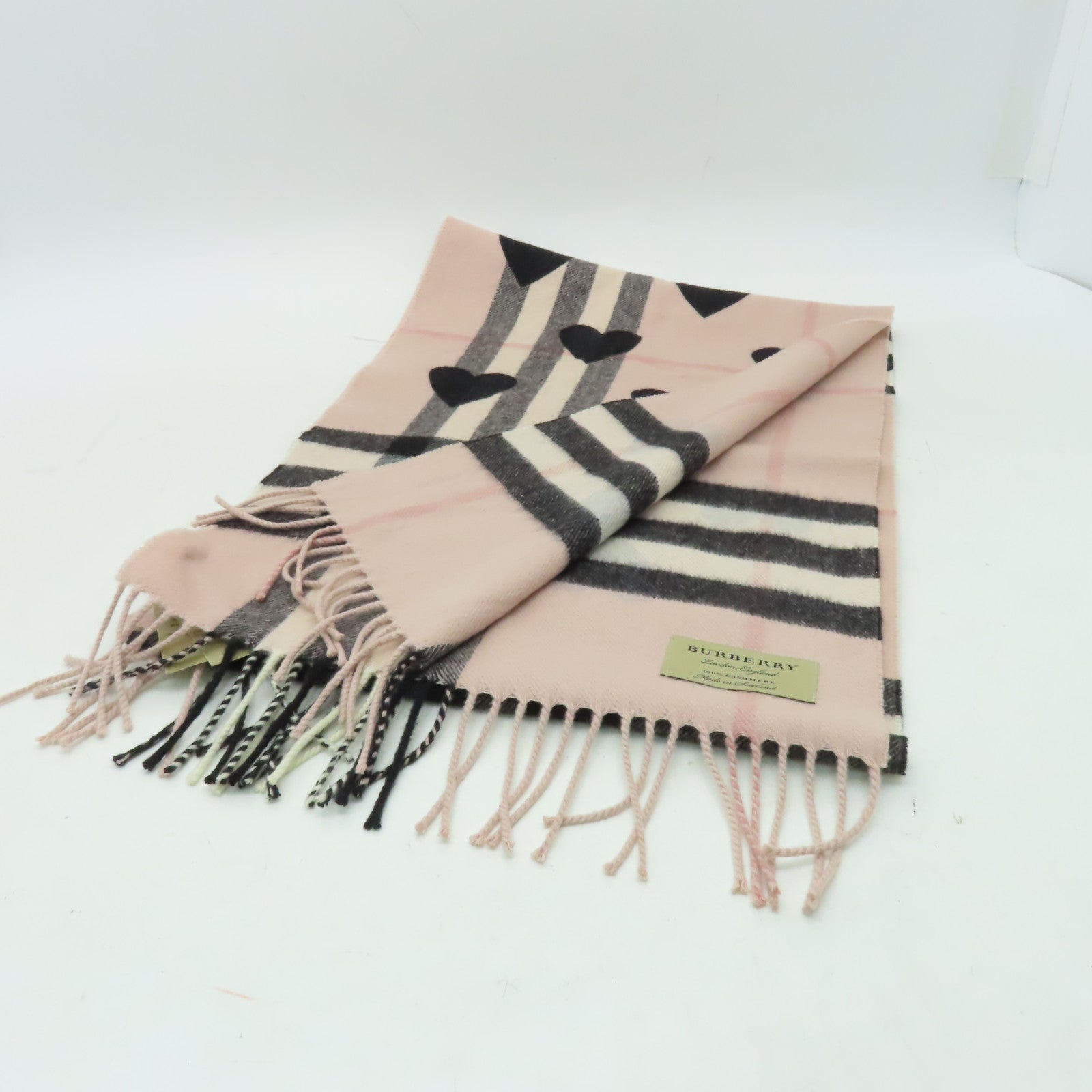 BURBERRY 羊絨Scarf圍巾粉紅色/黑色