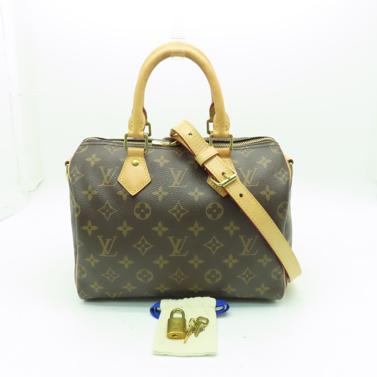 LOUIS VUITTON Monogram Speedy 25金扣手挽肩背兩用袋啡色