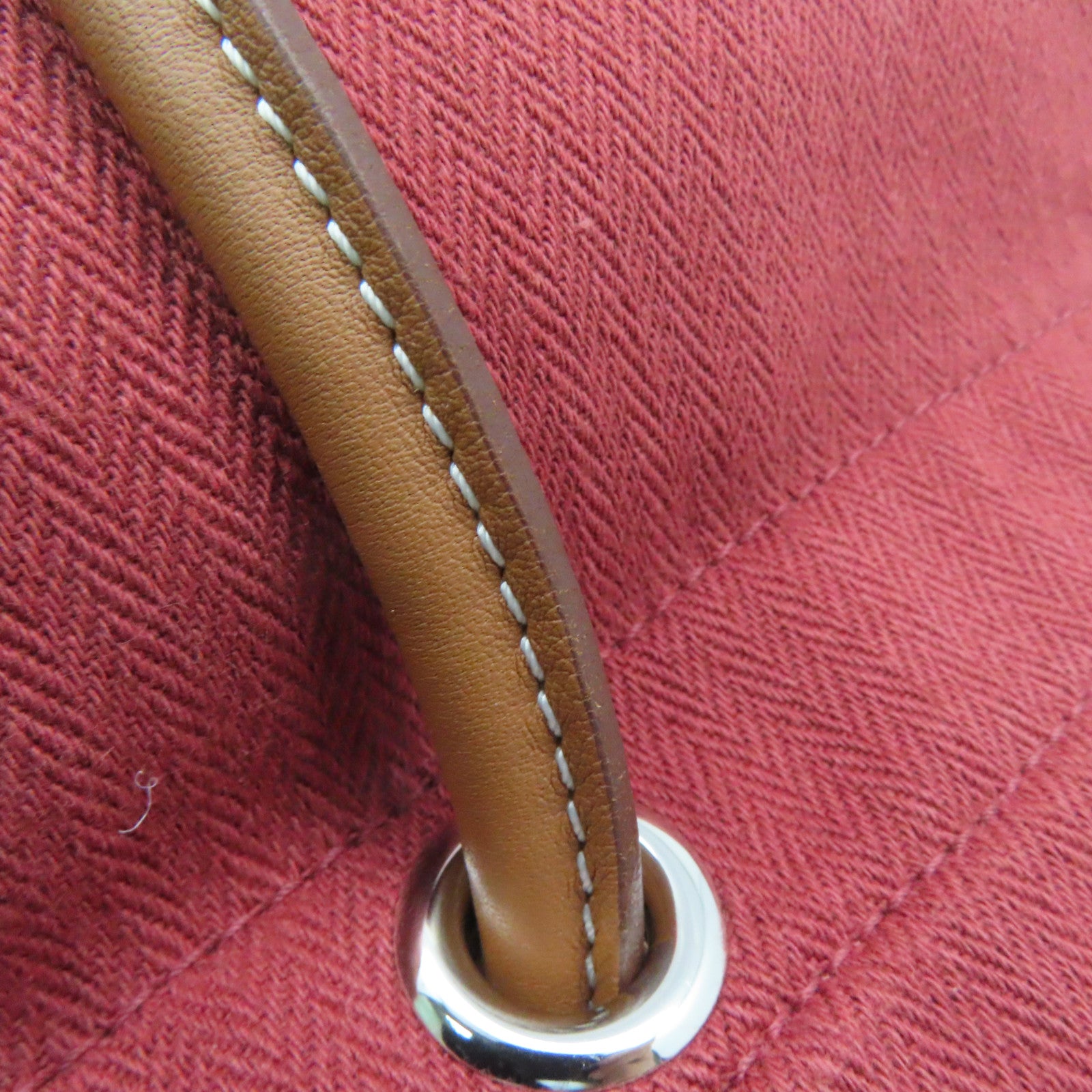 HERMES 帆布Aline MM银扣肩背袋Rouge H酒红色