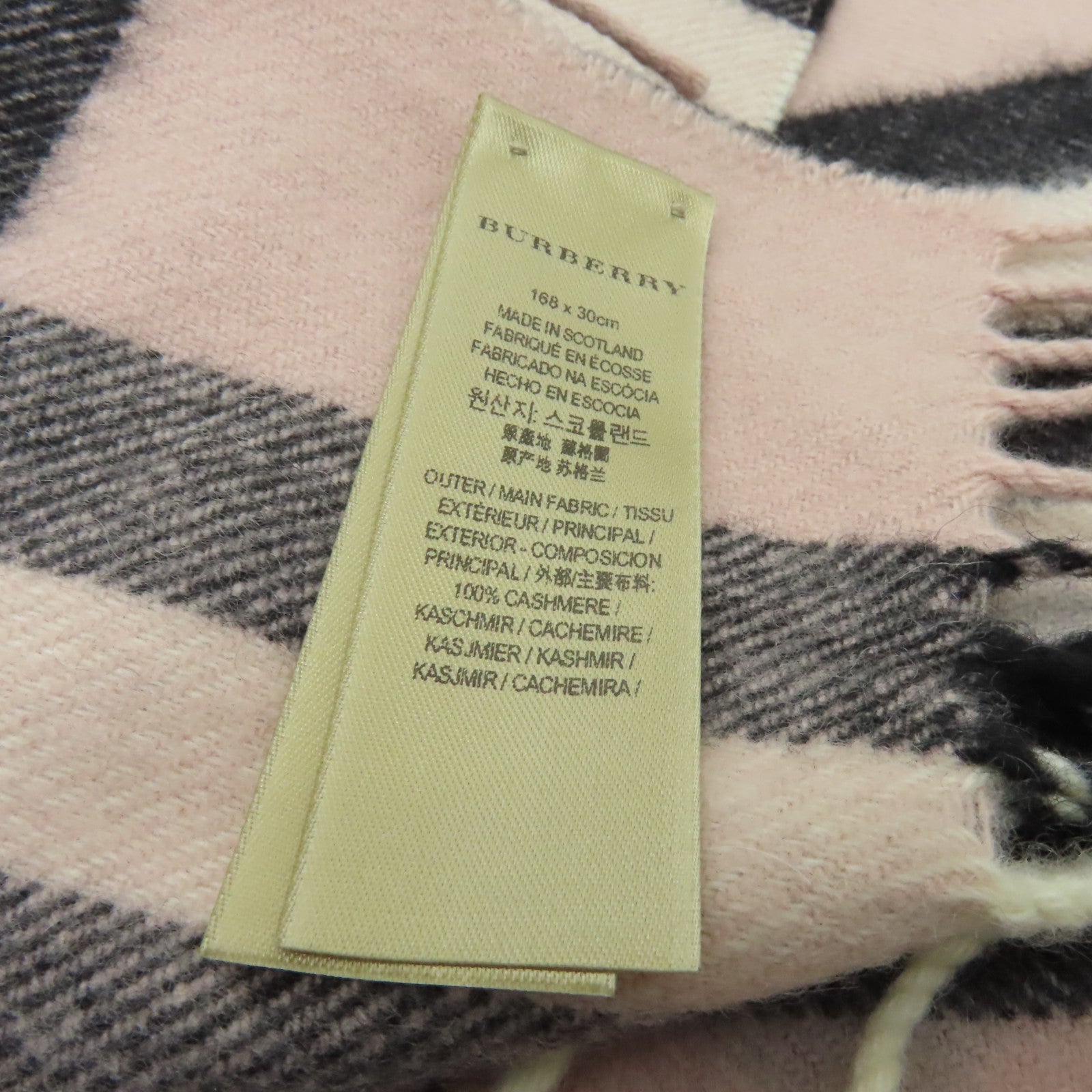 BURBERRY 羊絨Scarf圍巾粉紅色/黑色