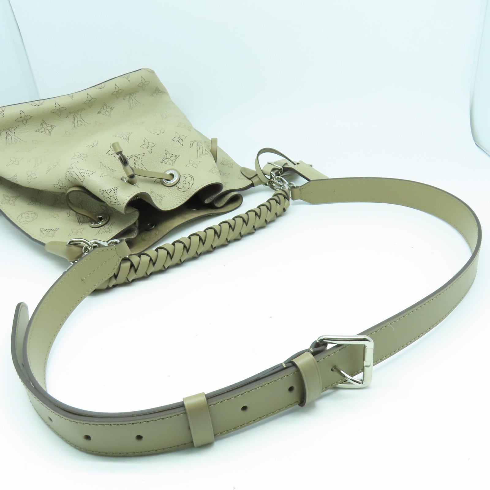 LOUIS VUITTON Mahina Muria銀扣手挽肩背兩用袋卡其色