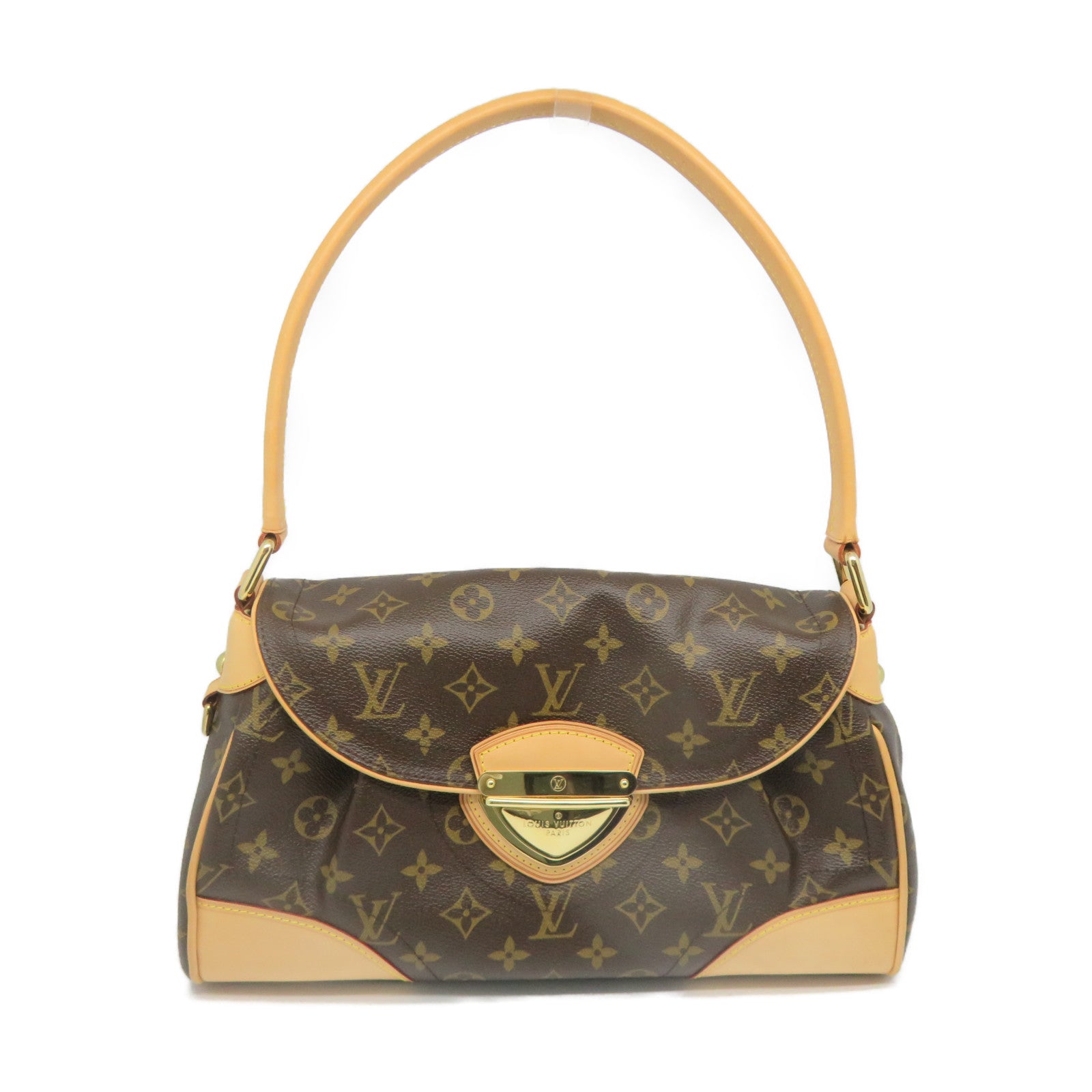 LOUIS VUITTON Monogram Beverly MM Gold Buckle Shoulder Bag Brown