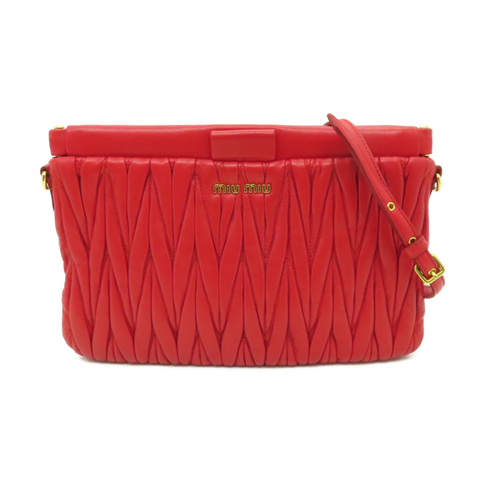 Miu Miu 羊皮皮革2 Way Shoulder Clutch Bag金扣手拿包肩背兩用袋紅色