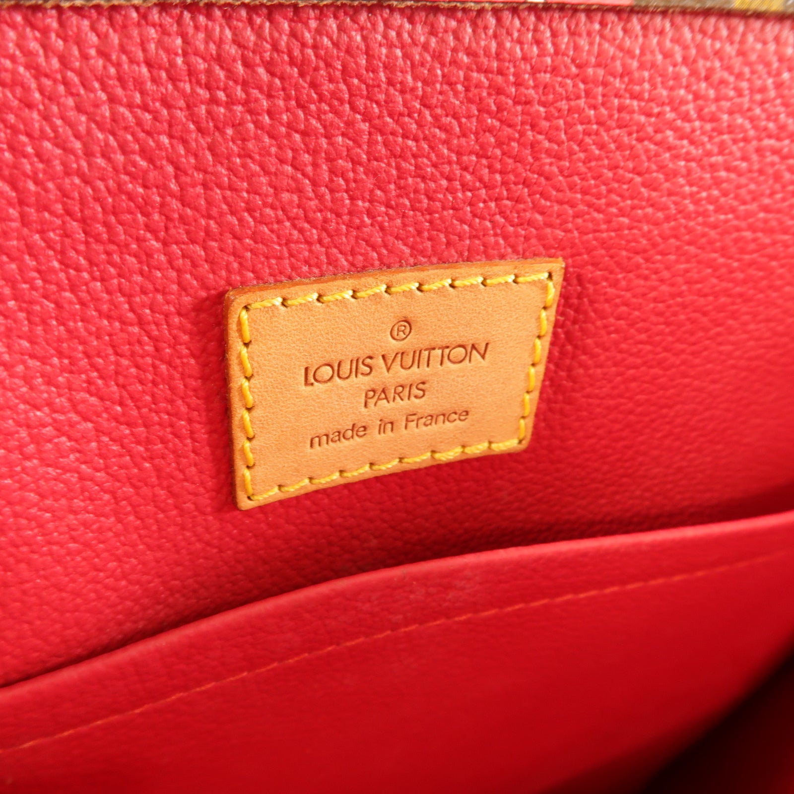 LOUIS VUITTON Monogram Sac Plat Cherry金扣手挽袋啡色/紅色