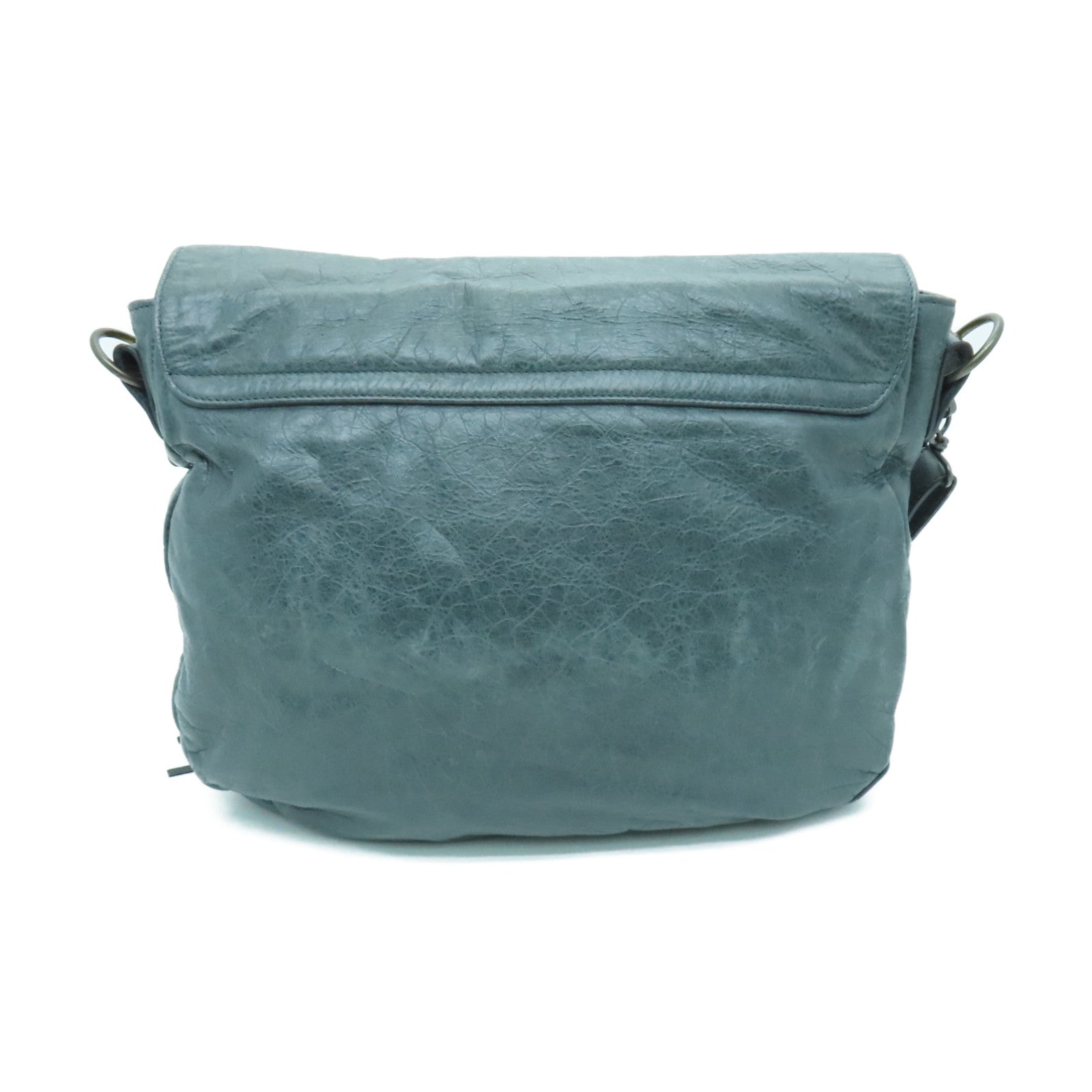 BALENCIAGA Leather Shoulder Bag Gold Buckle Chain Shoulder Bag Green