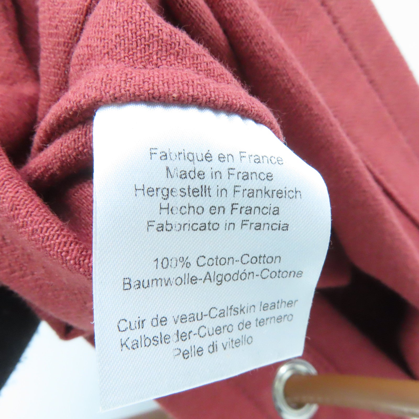 HERMES 帆布Aline MM银扣肩背袋Rouge H酒红色