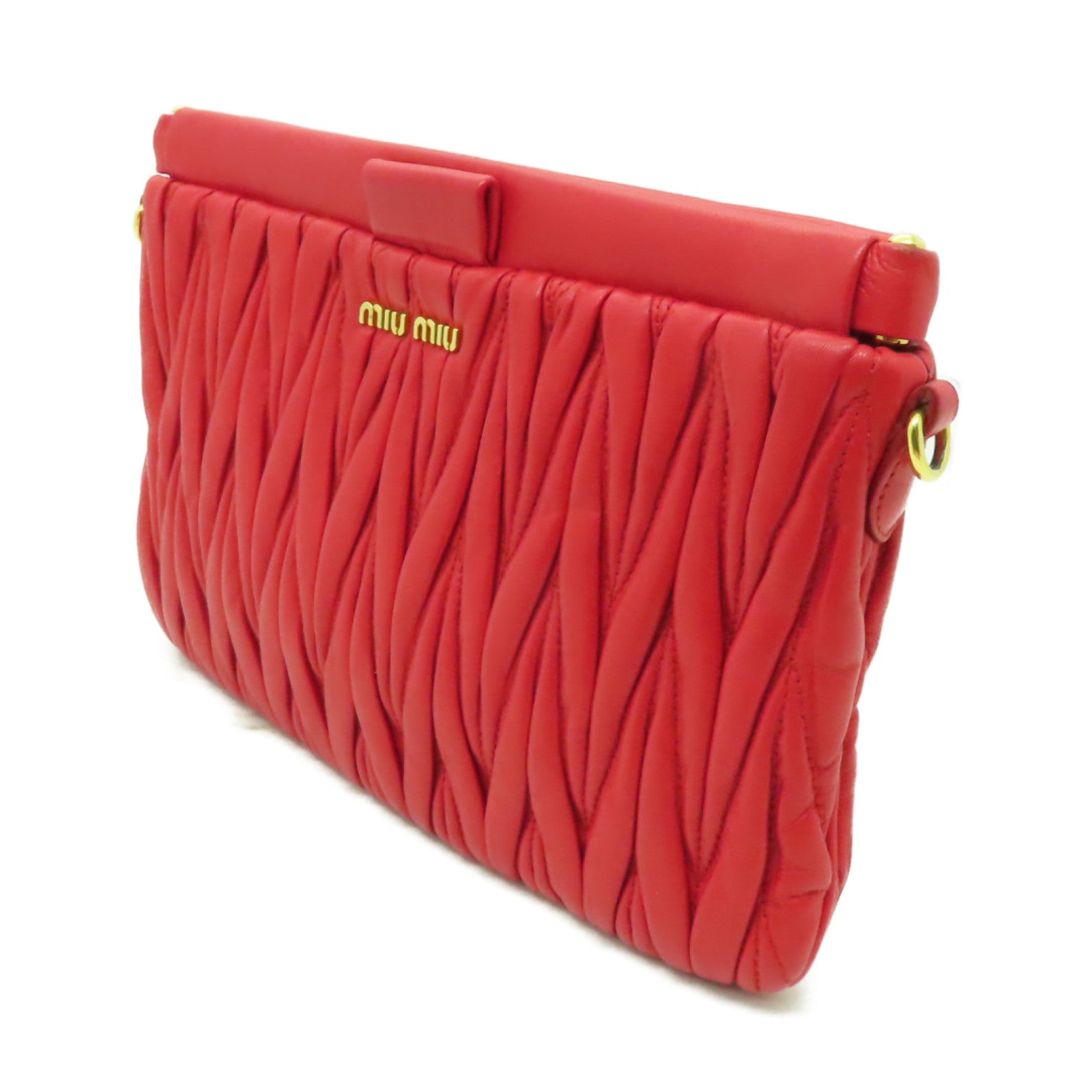 Miu Miu 羊皮皮革2 Way Shoulder Clutch Bag金扣手拿包肩背兩用袋紅色