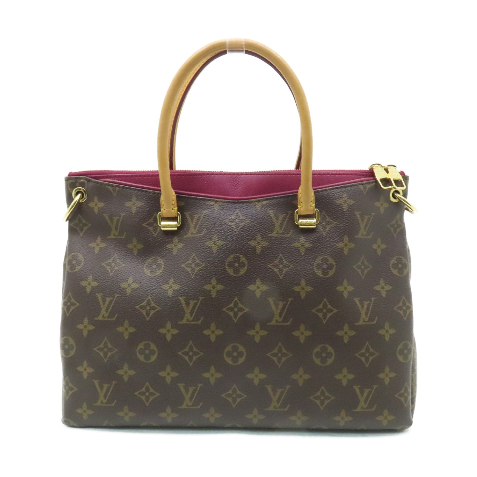 LOUIS VUITTON Monogram Pallas MM金扣手挽肩背兩用袋酒紅色