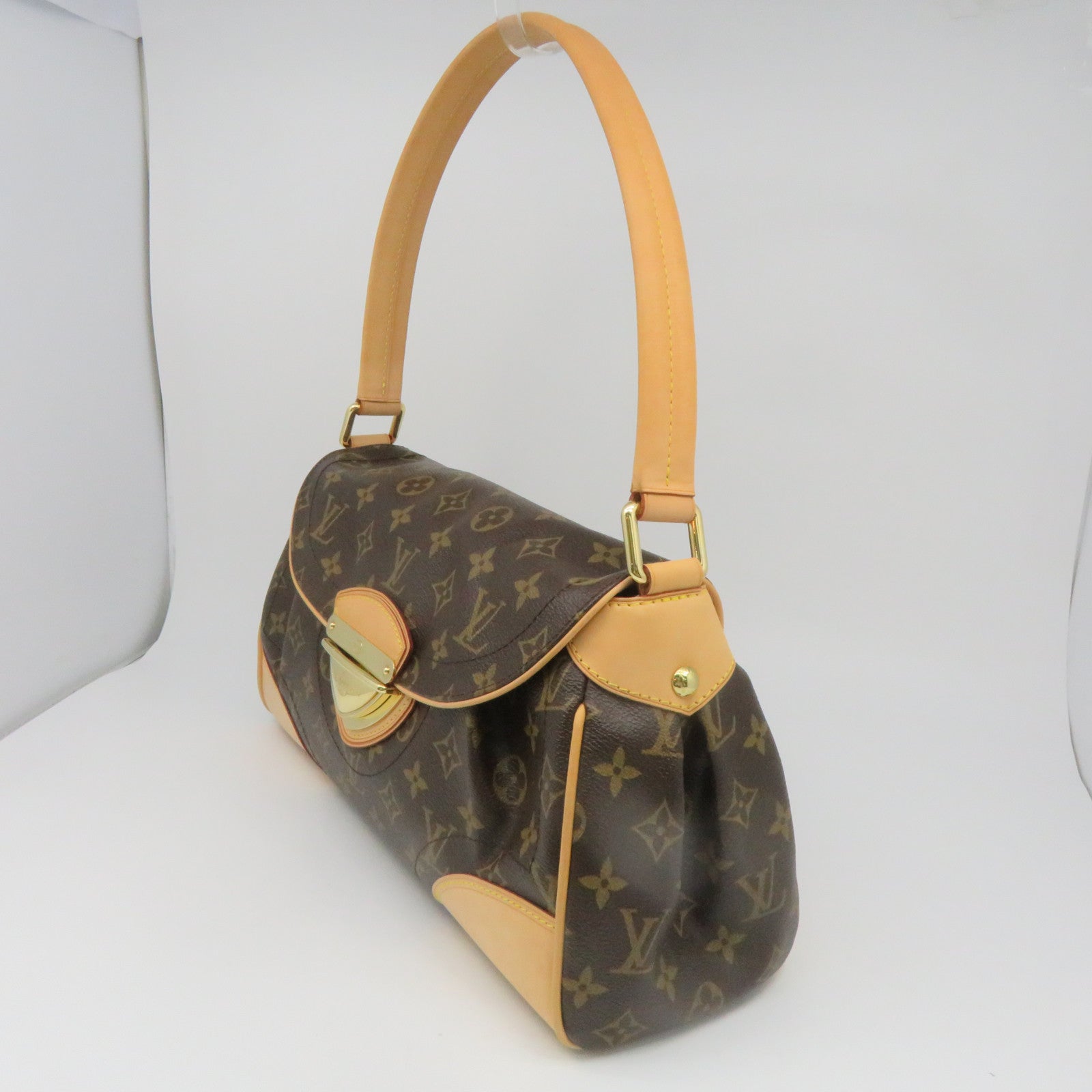LOUIS VUITTON Monogram Beverly MM Gold Buckle Shoulder Bag Brown