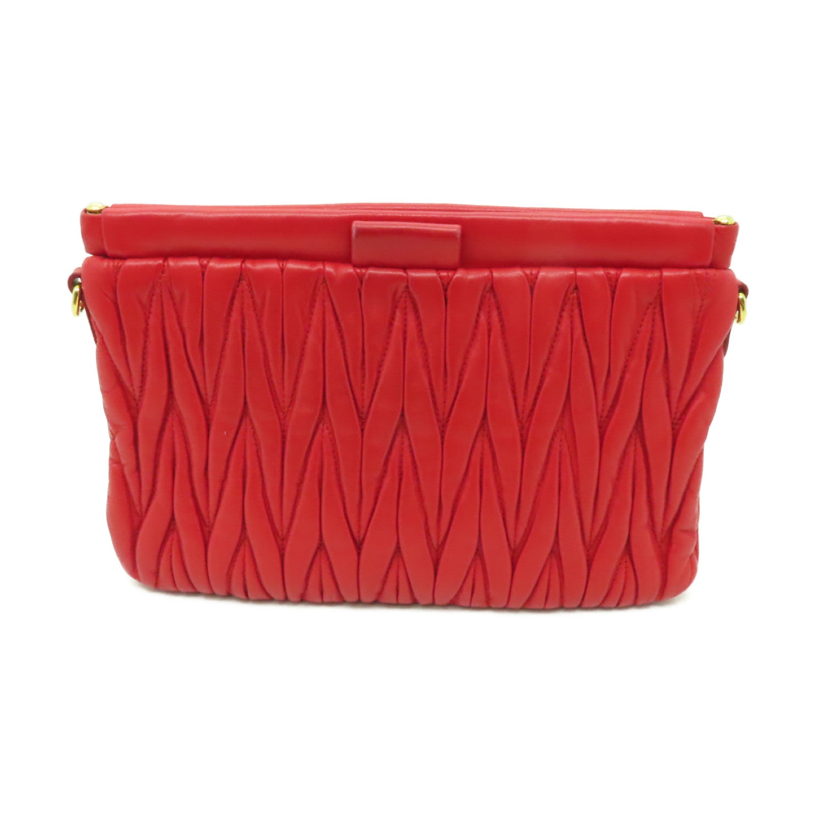Miu Miu 羊皮皮革2 Way Shoulder Clutch Bag金扣手拿包肩背兩用袋紅色