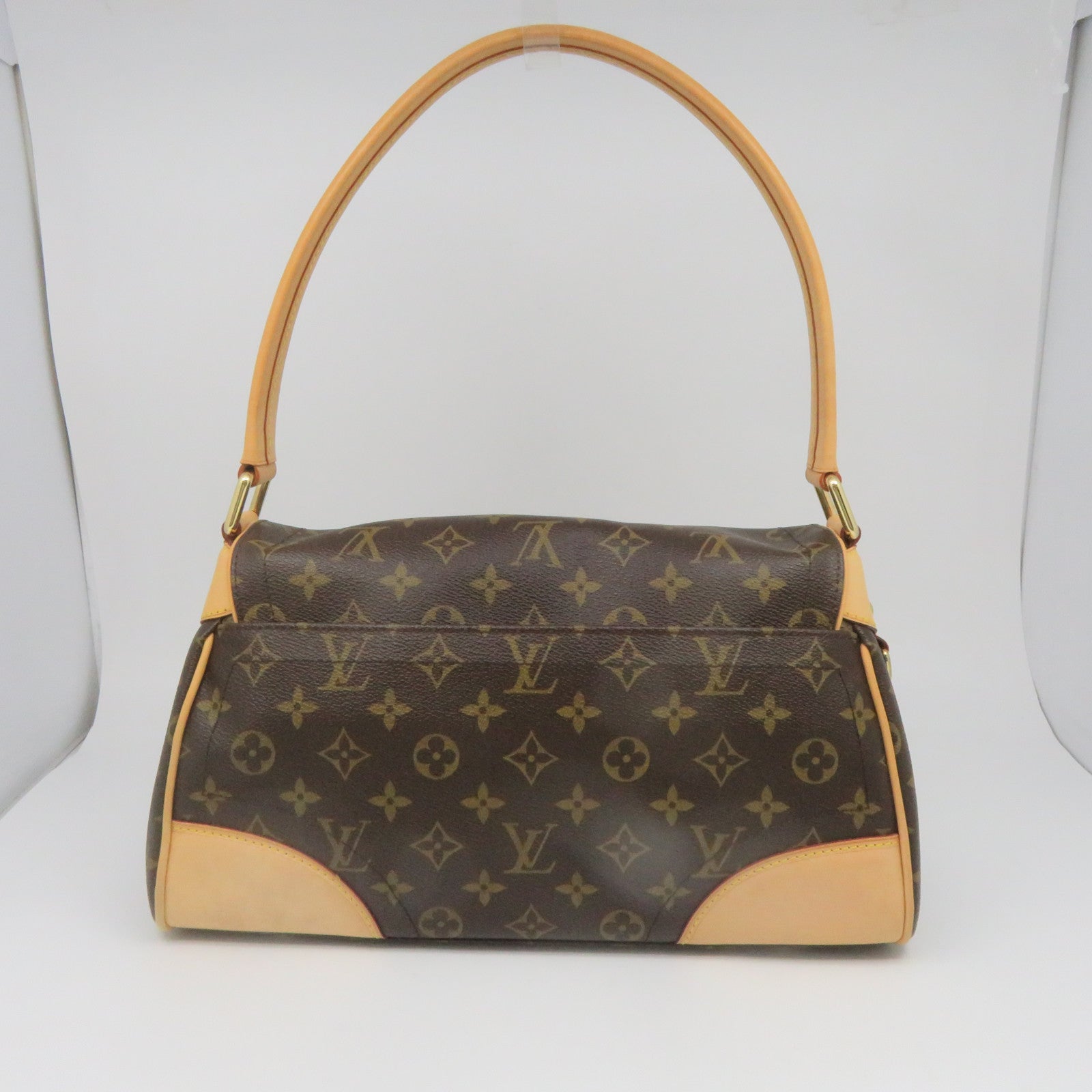 LOUIS VUITTON Monogram Beverly MM Gold Buckle Shoulder Bag Brown