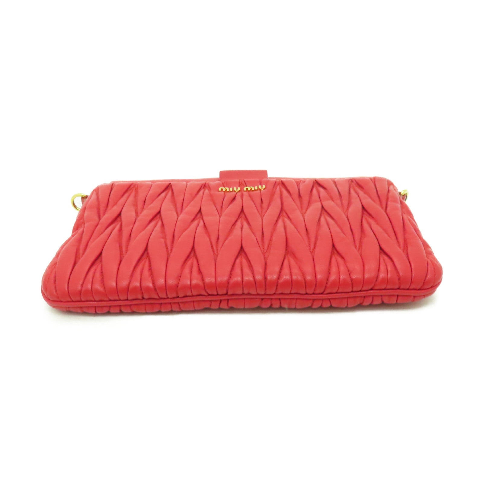 Miu Miu 羊皮皮革2 Way Shoulder Clutch Bag金扣手拿包肩背兩用袋紅色