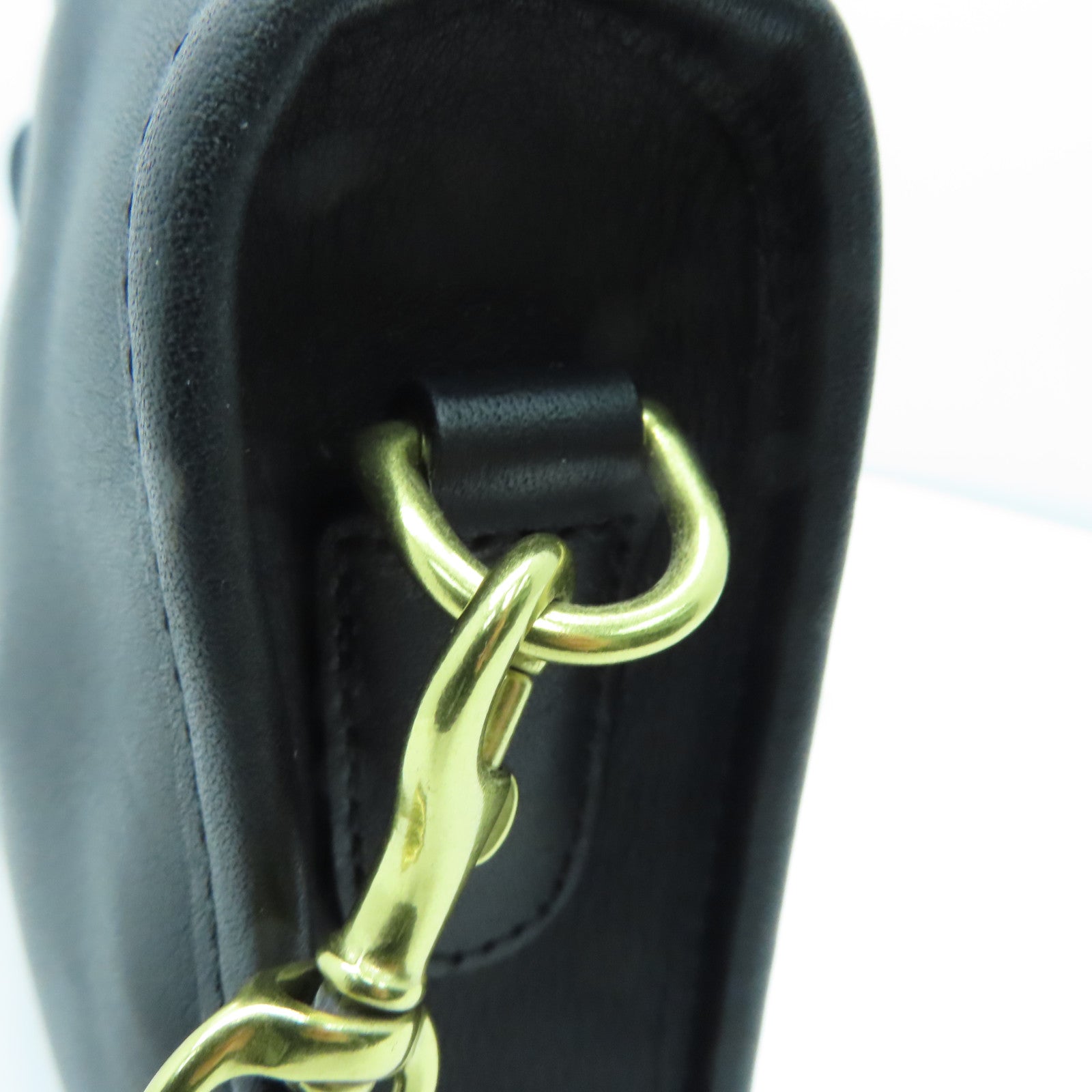 COACH cowhide leather Shoulder Bag gold buckle shoulder bag black