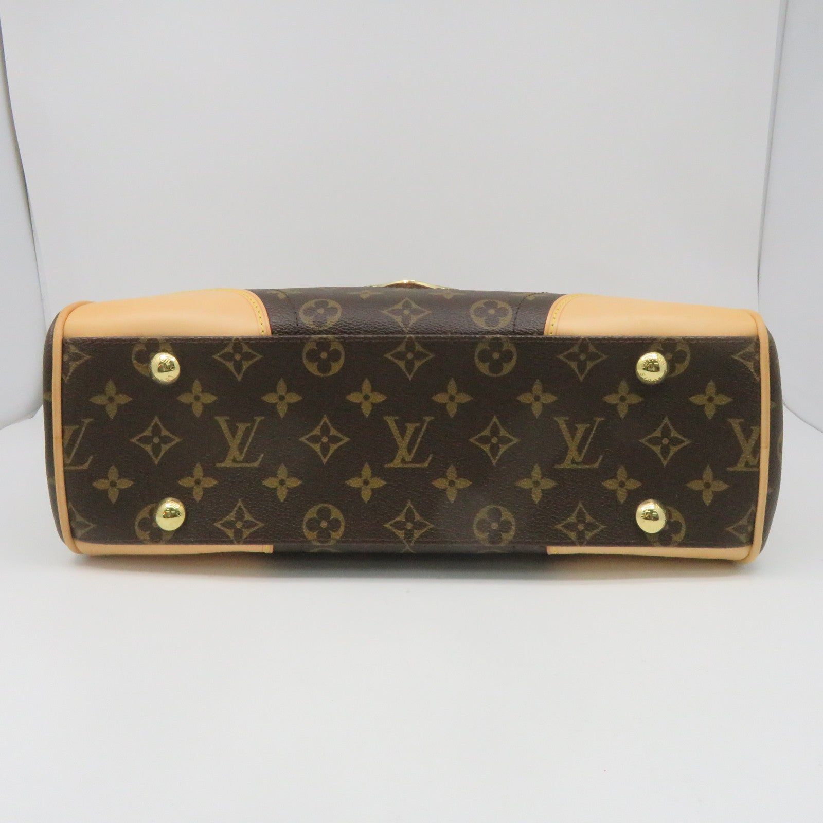 LOUIS VUITTON Monogram Beverly MM Gold Buckle Shoulder Bag Brown