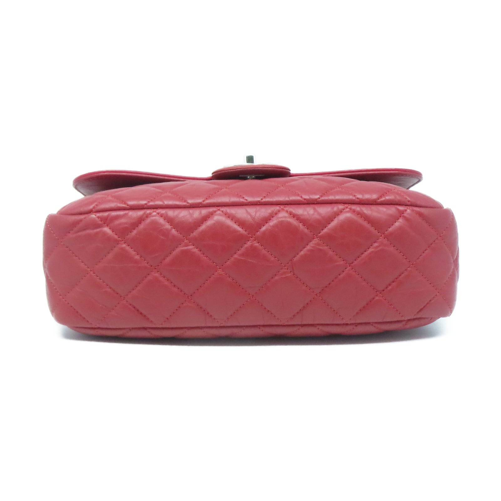 CHANEL 羊皮皮革Shoulder Bag銀扣肩背袋紅色