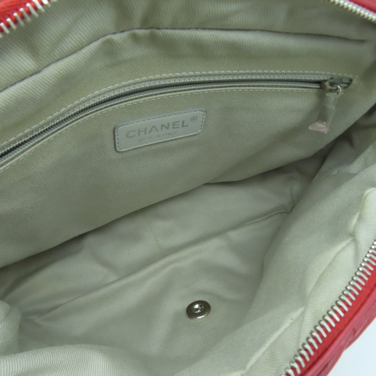 CHANEL 羊皮皮革Shoulder Bag銀扣肩背袋紅色