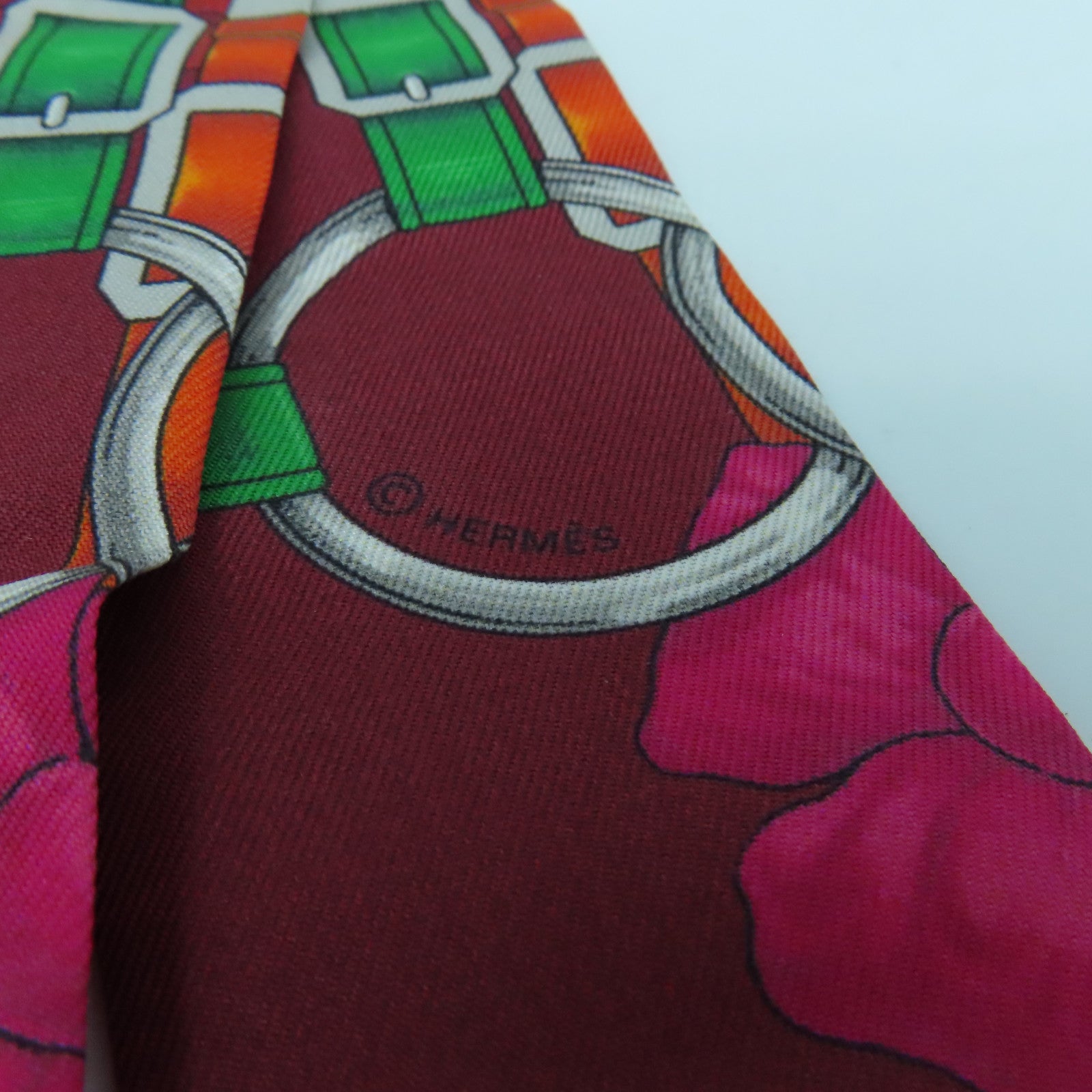 HERMES 【激減優惠】絲質Twilly絲巾紅色橙色