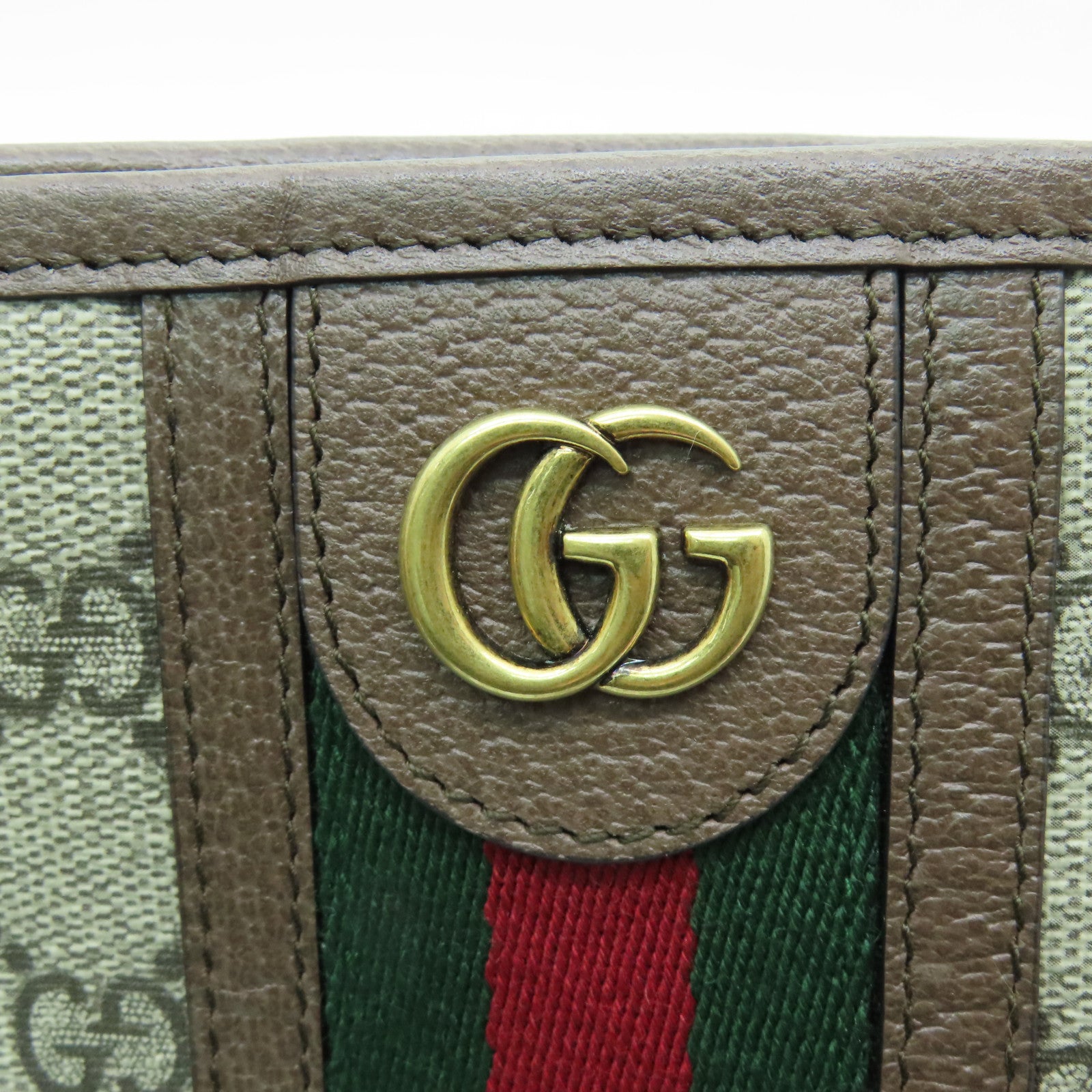 GUCCI Coated Canvas GG Supreme Ophidia GG Gold Buckle Clutch Brown/Beige