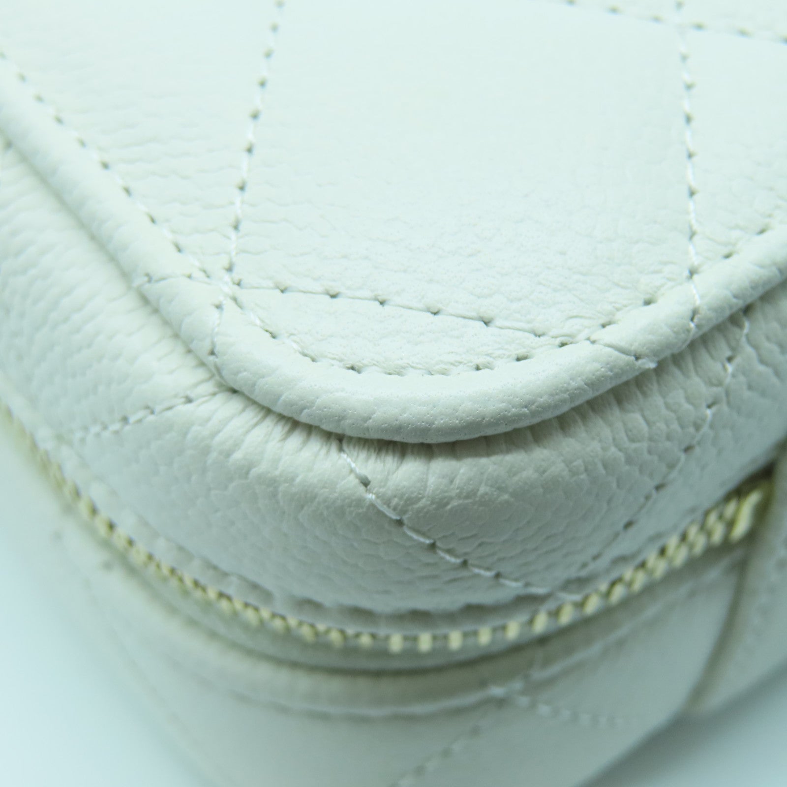 CHANEL 菱格Caviar皮革2way Shoulder bag金扣手挽肩背兩用袋白色