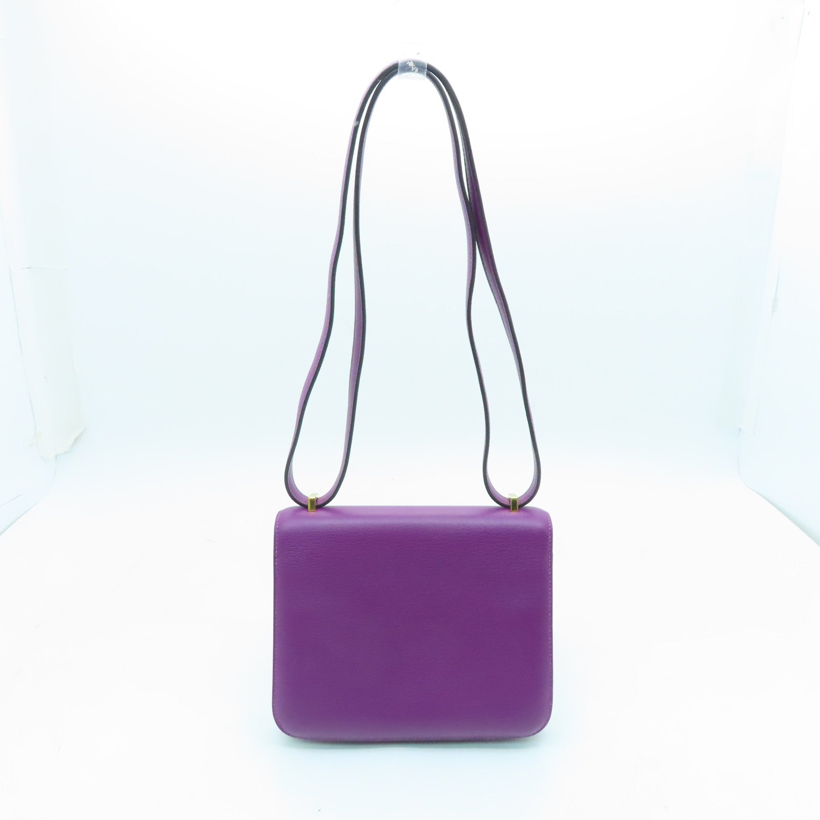 HERMES Evercolor Leather Constance Mini Gold Buckle Shoulder Bag Anemone Purple