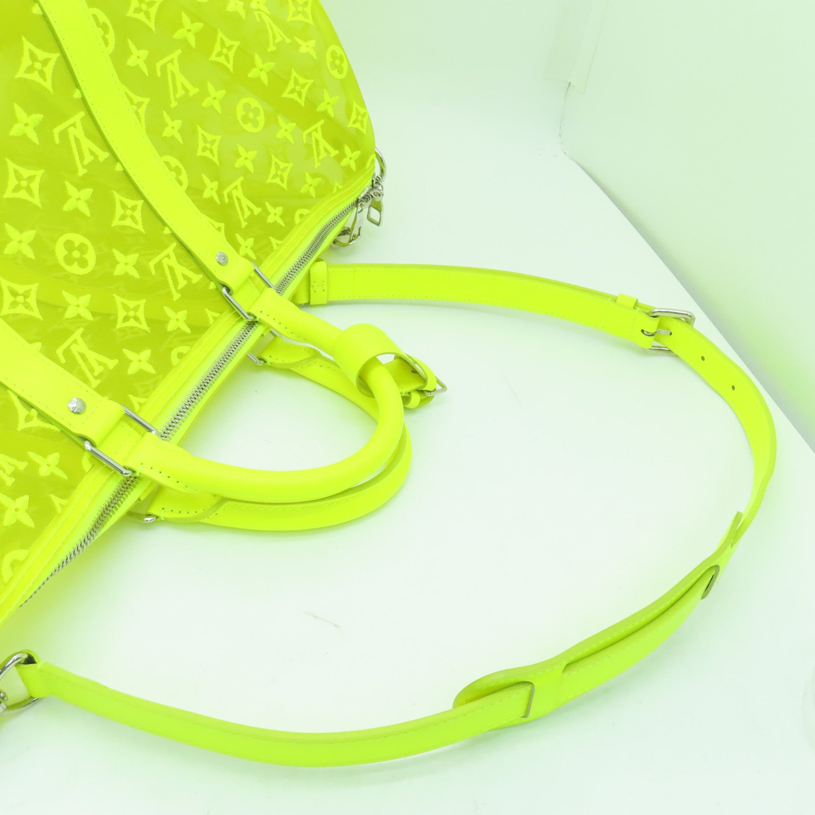 LOUIS VUITTON Monogram Keepall Bandoulie 50 Boston Bag銀扣波士顿包黃色