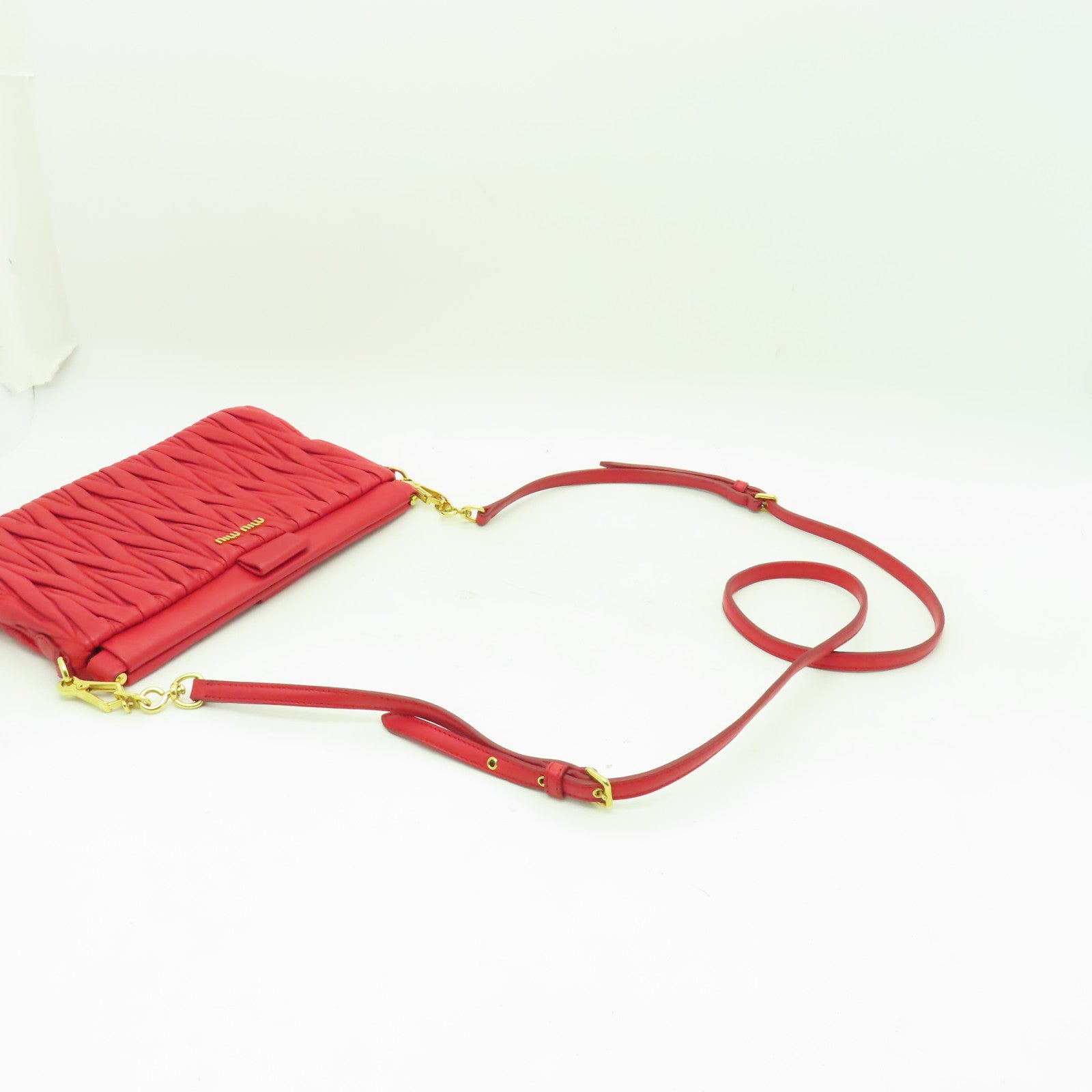 Miu Miu 羊皮皮革2 Way Shoulder Clutch Bag金扣手拿包肩背兩用袋紅色