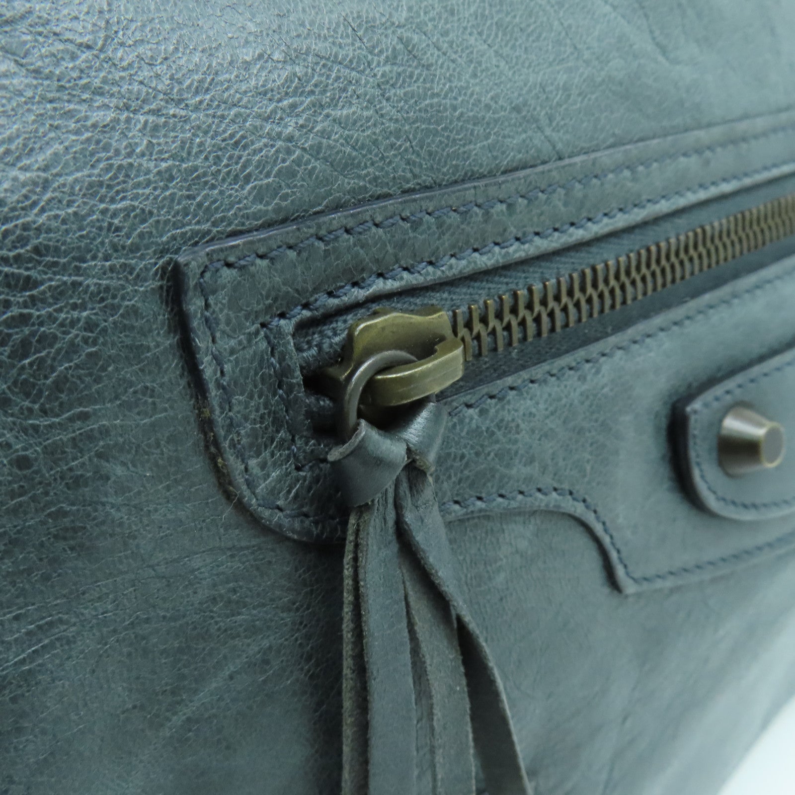 BALENCIAGA Leather Shoulder Bag Gold Buckle Chain Shoulder Bag Green