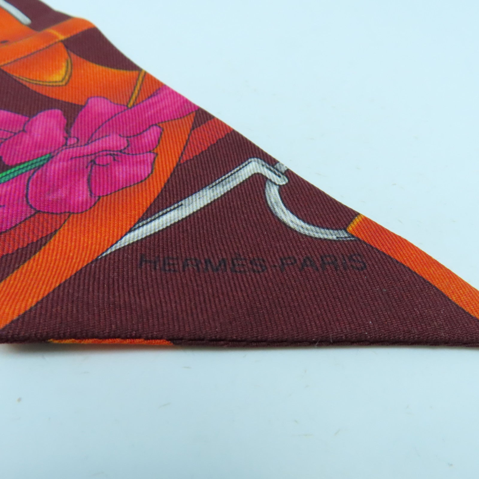 HERMES 【激減優惠】絲質Twilly絲巾紅色橙色