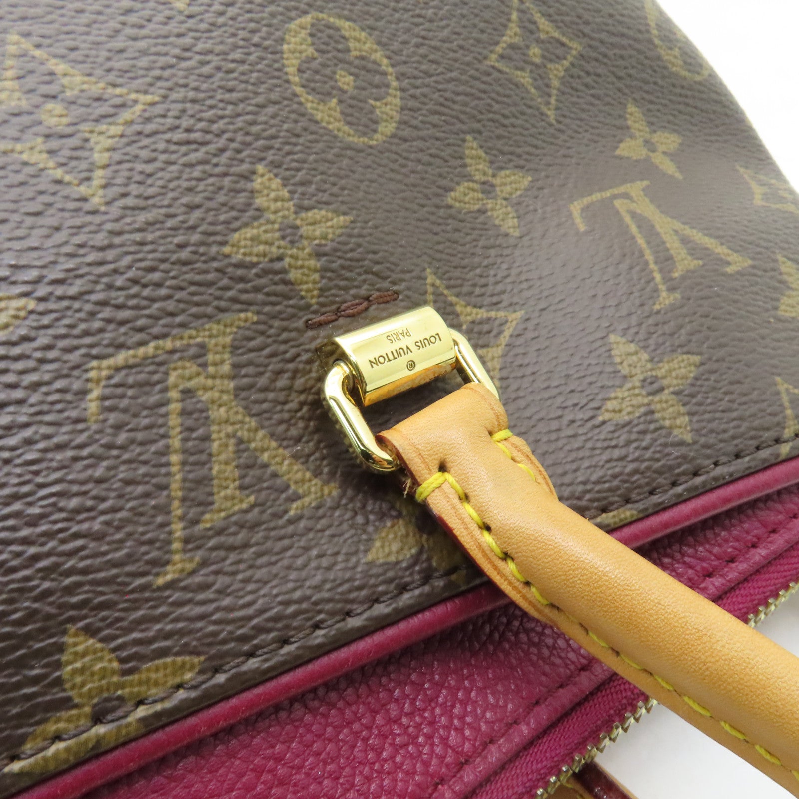 LOUIS VUITTON Monogram Pallas MM金扣手挽肩背兩用袋酒紅色