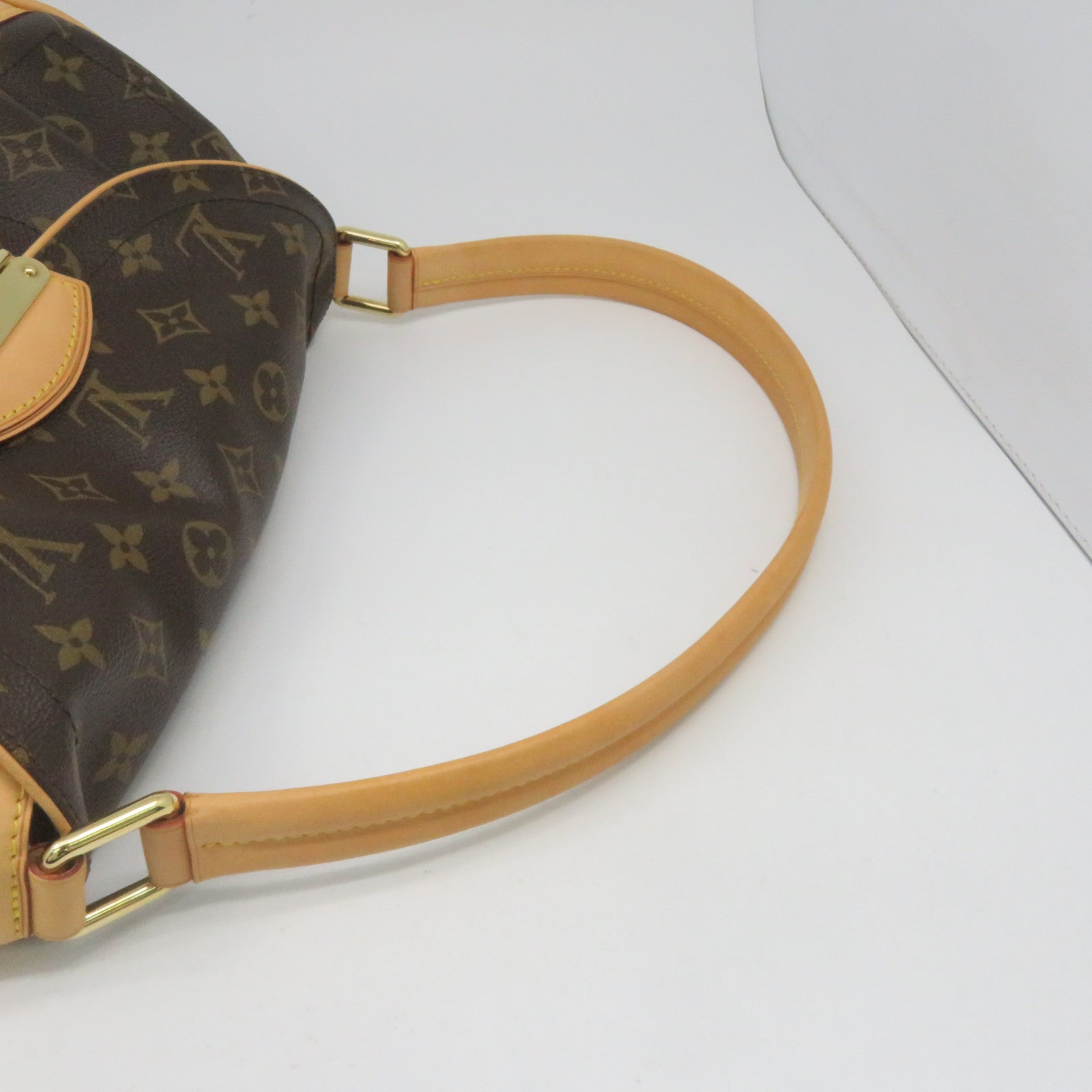 LOUIS VUITTON Monogram Beverly MM Gold Buckle Shoulder Bag Brown