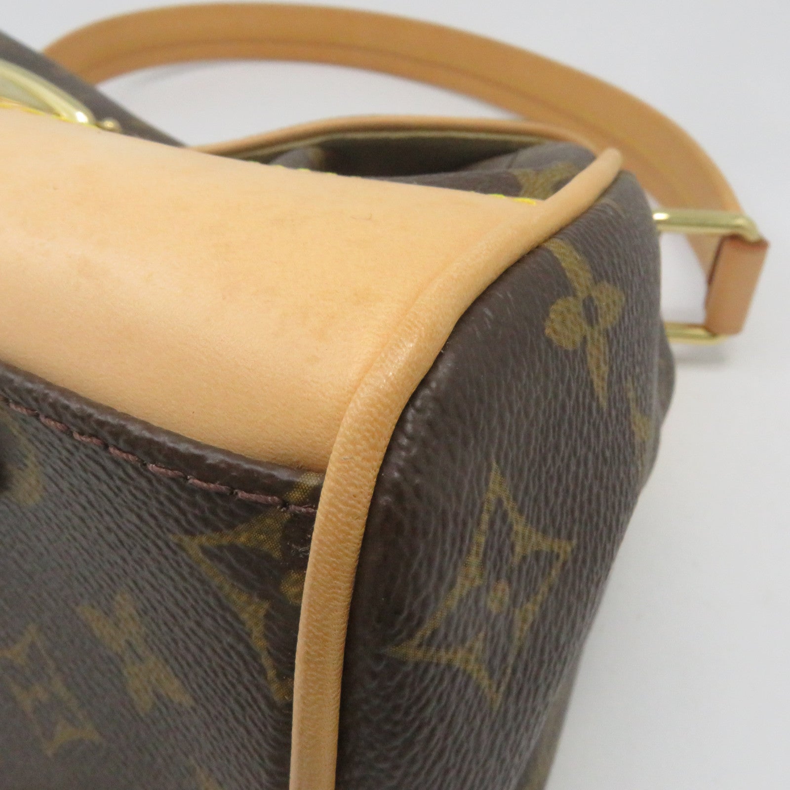 LOUIS VUITTON Monogram Beverly MM Gold Buckle Shoulder Bag Brown