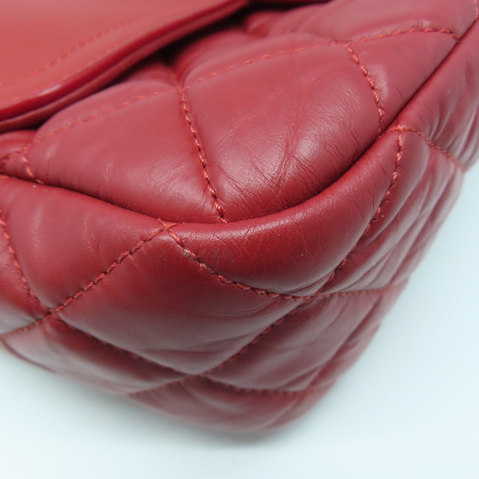 CHANEL 羊皮皮革Shoulder Bag銀扣肩背袋紅色