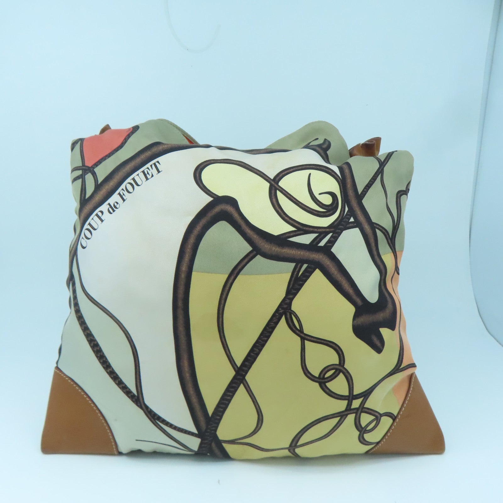 HERMES 絲質Silk City銀扣肩背袋彩色
