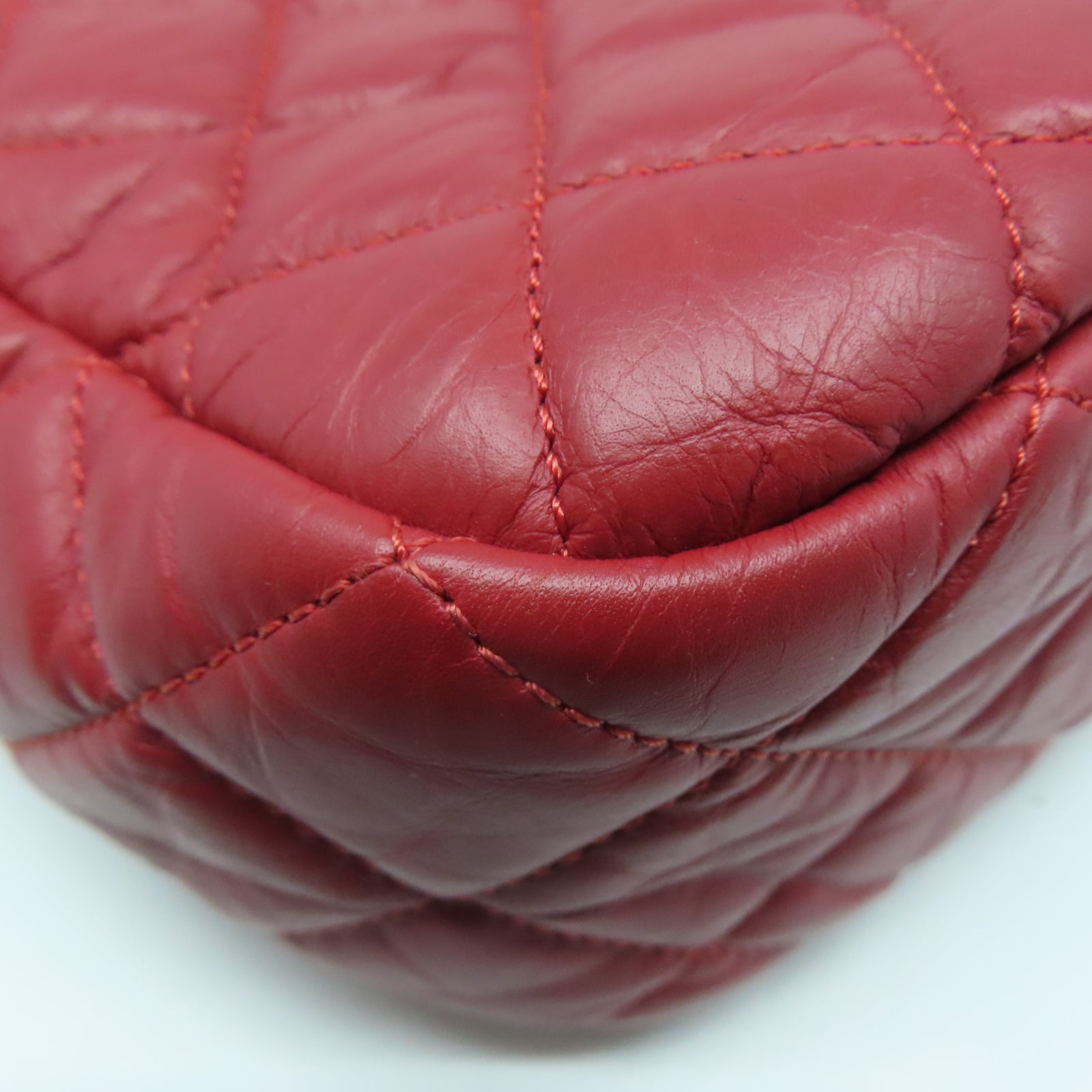 CHANEL 羊皮皮革Shoulder Bag銀扣肩背袋紅色