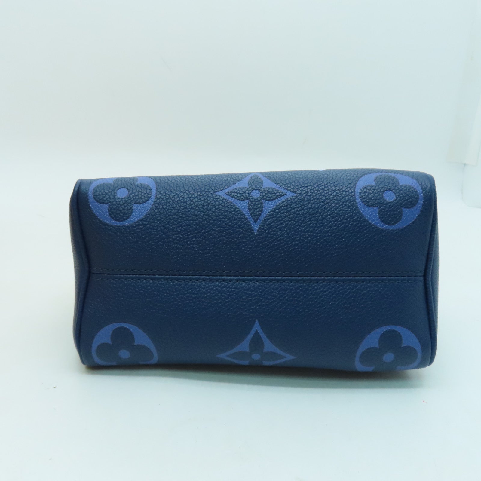 LOUIS VUITTON Monogram Empreinte Speedy Bandouliere 20 gold buckle handle shoulder bag blue