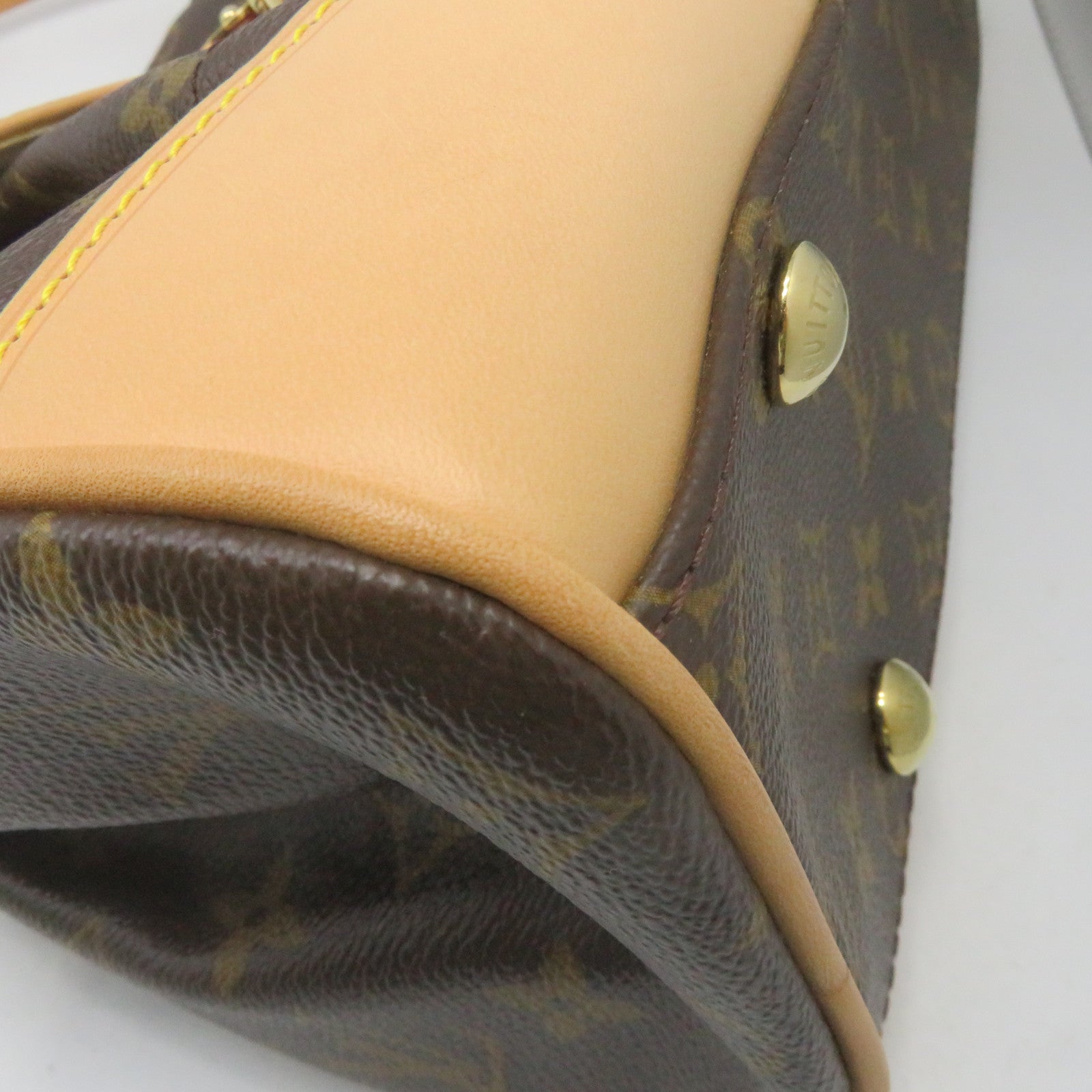 LOUIS VUITTON Monogram Beverly MM Gold Buckle Shoulder Bag Brown