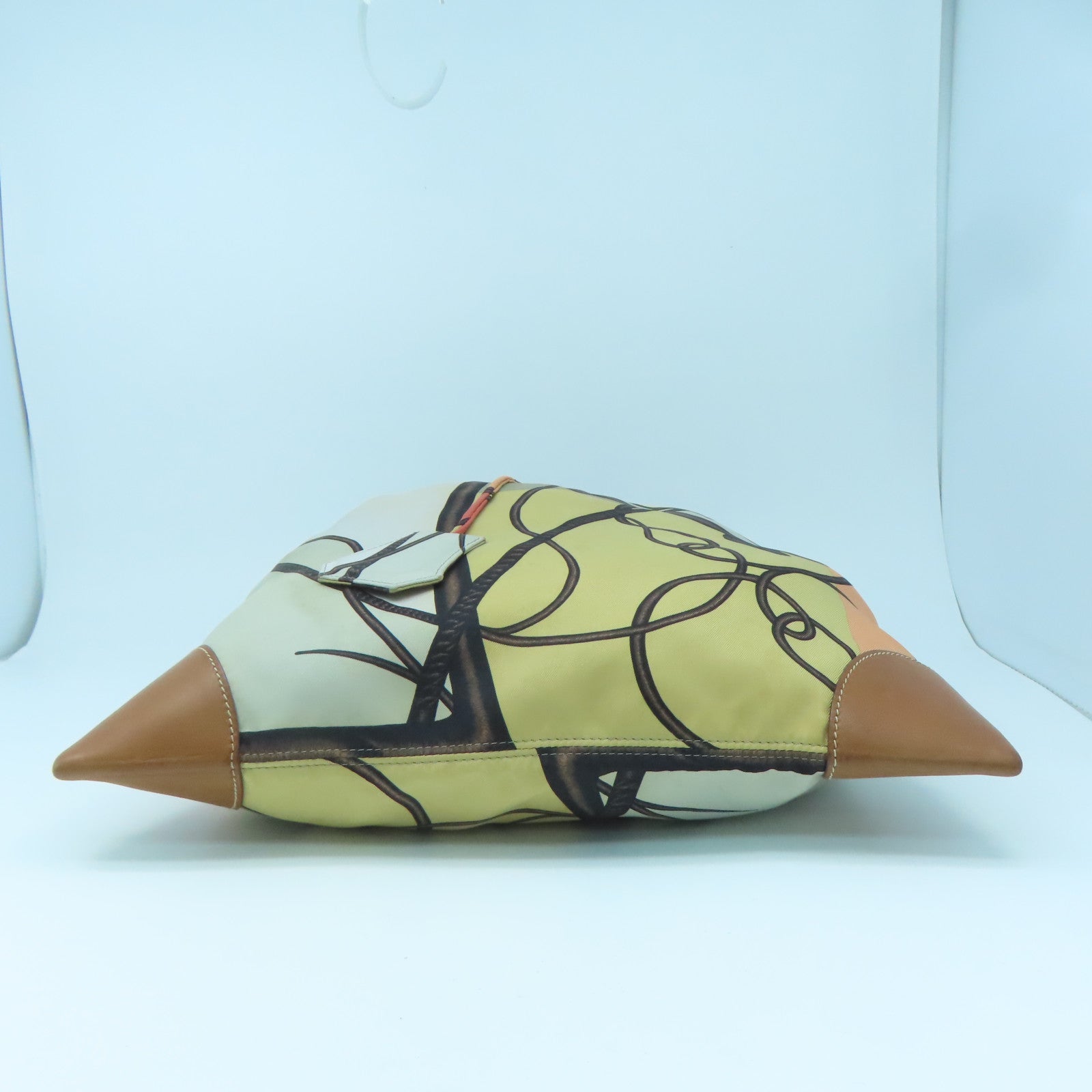 HERMES 絲質Silk City銀扣肩背袋彩色